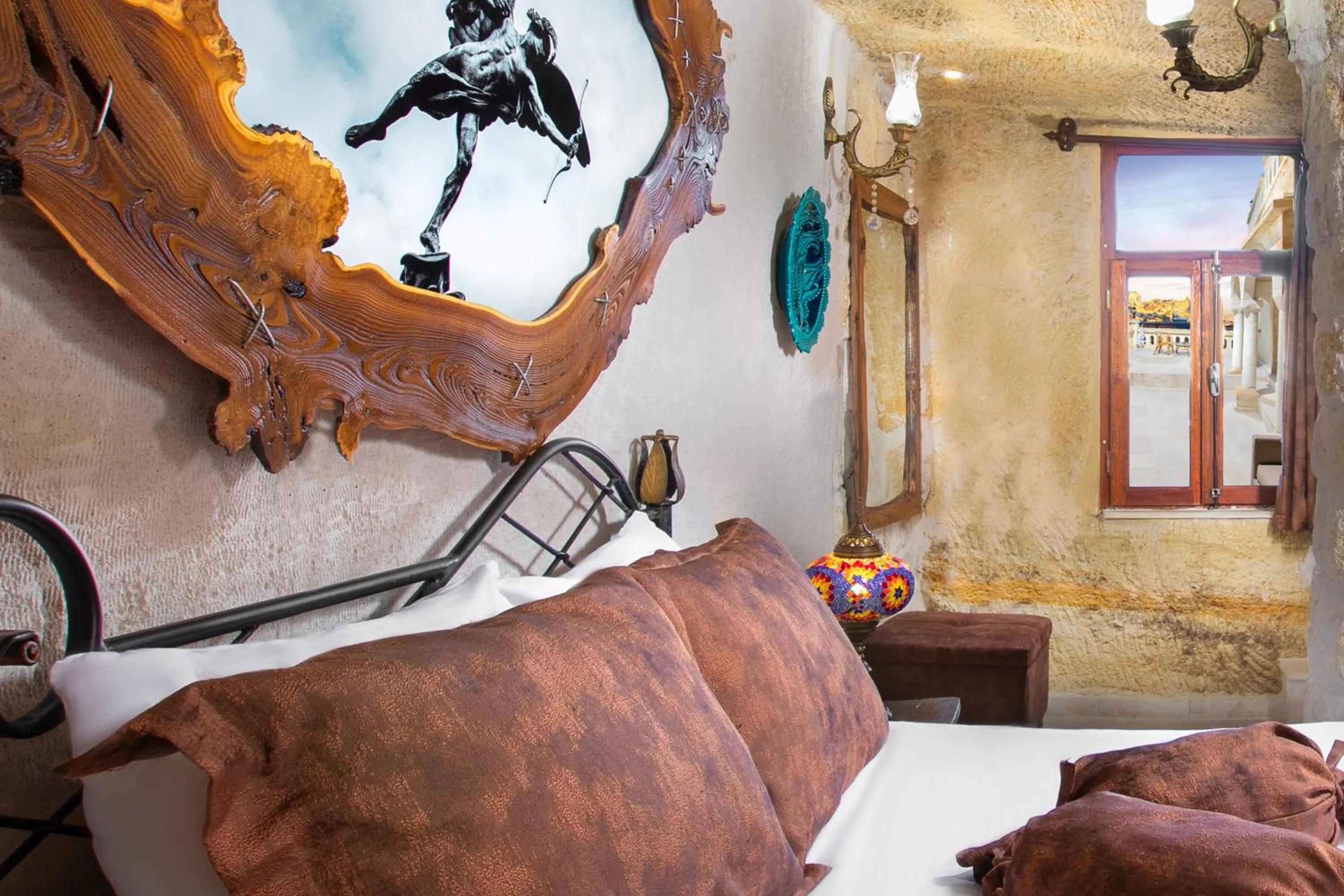 Bed in Romantic Cave Hotel