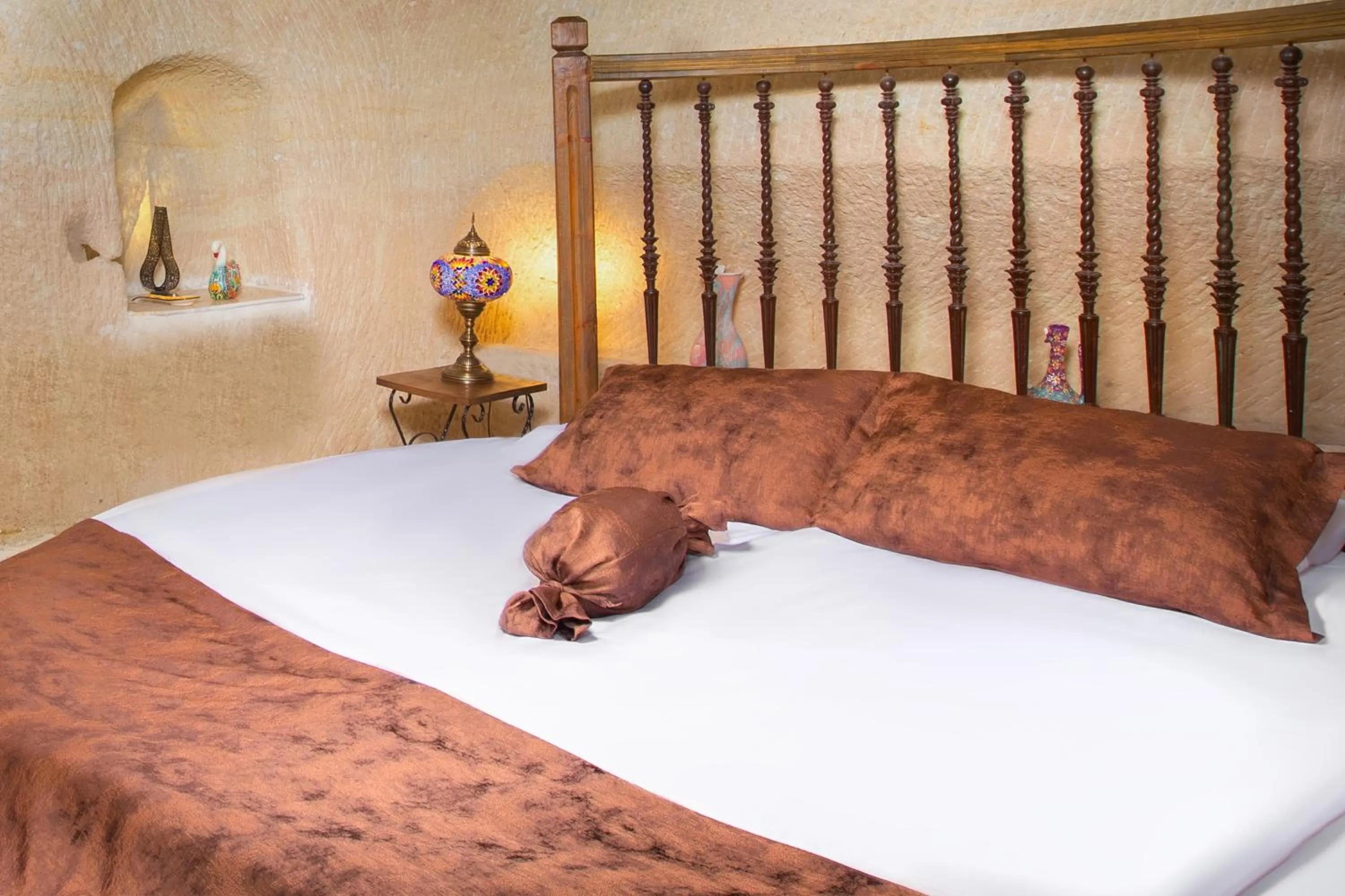 Bed in Romantic Cave Hotel