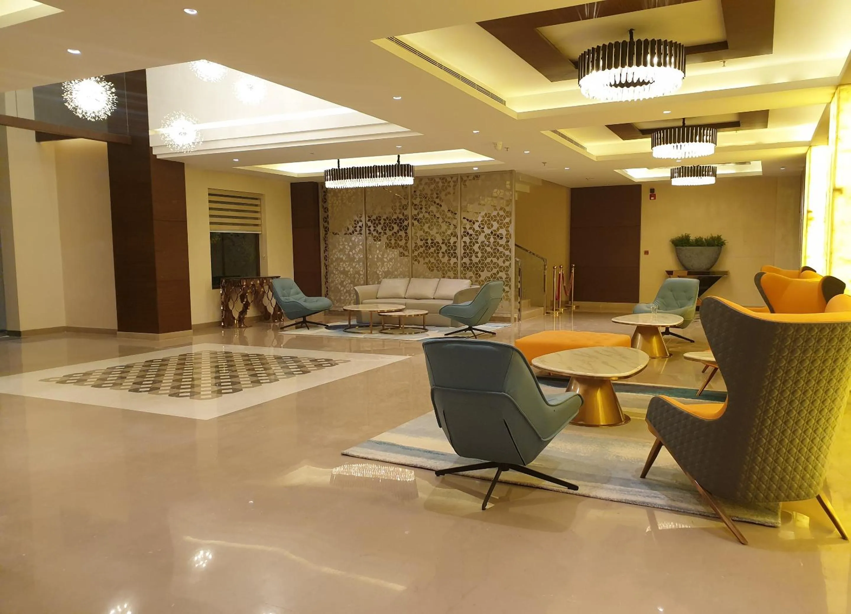 Seating area in Geeta Sarovar Portico, Panipat