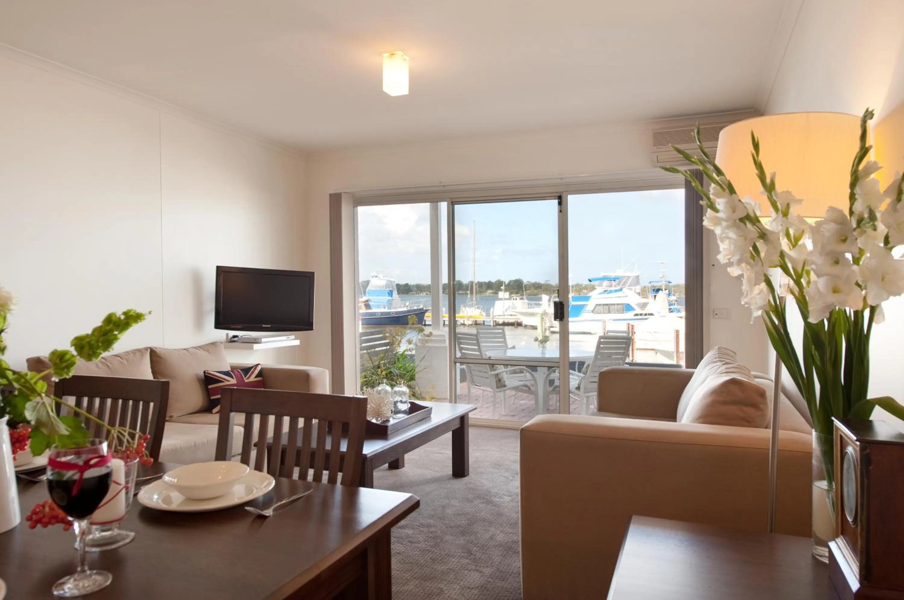 Living room in The Moorings at Metung