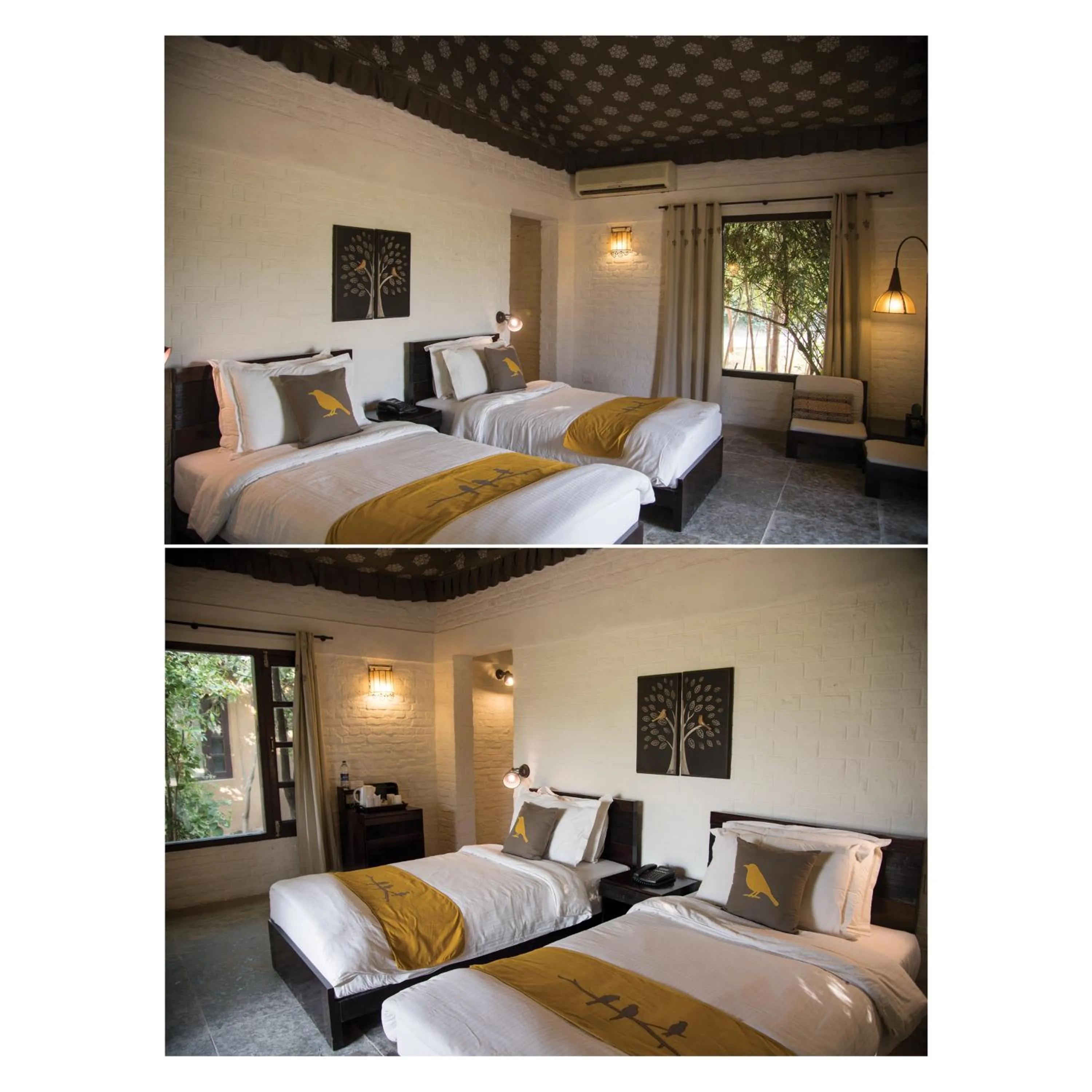 Bed in Vanaashrya Resort and Spa Sariska
