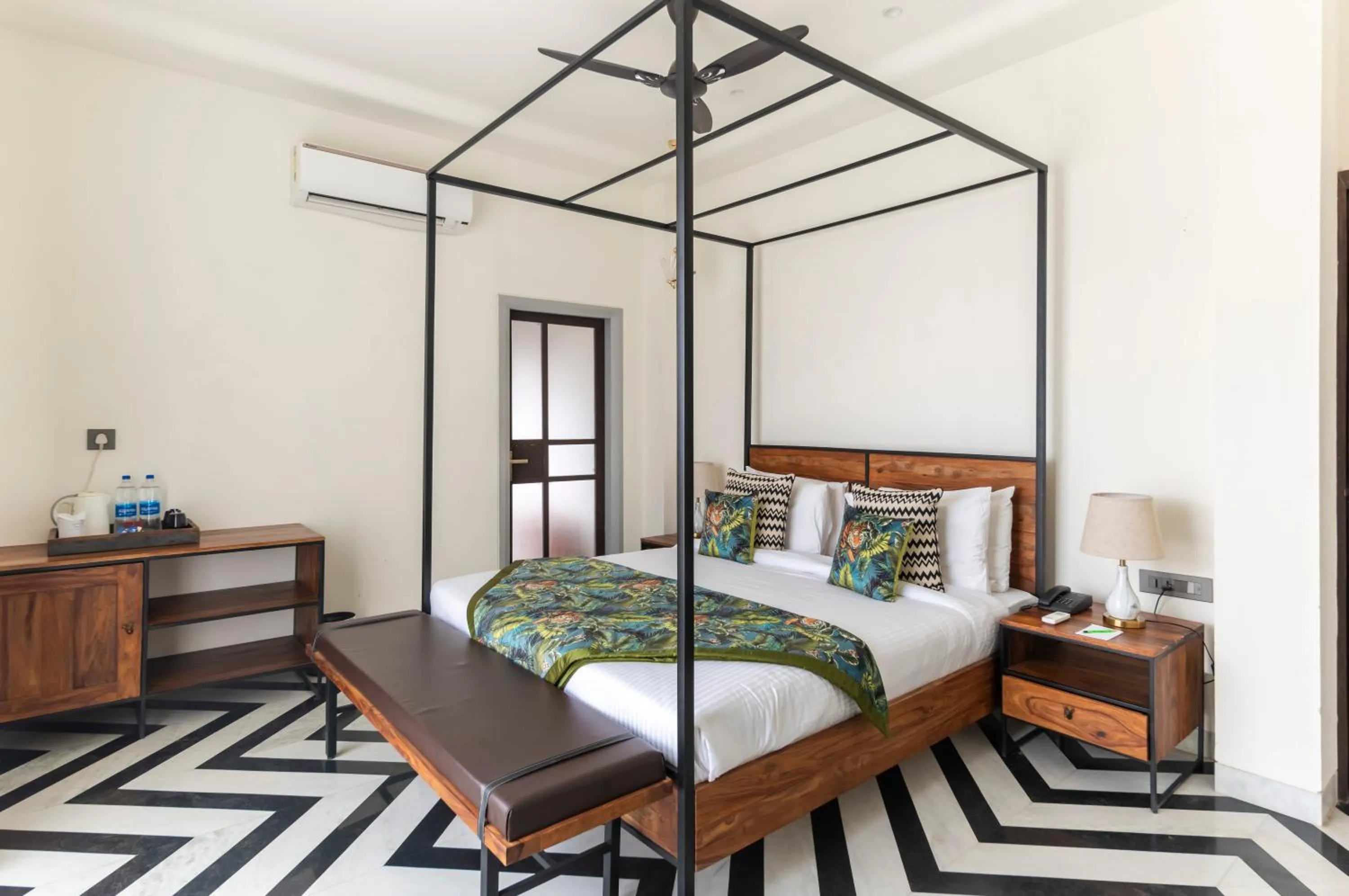 Bed in Vanaashrya Resort and Spa Sariska