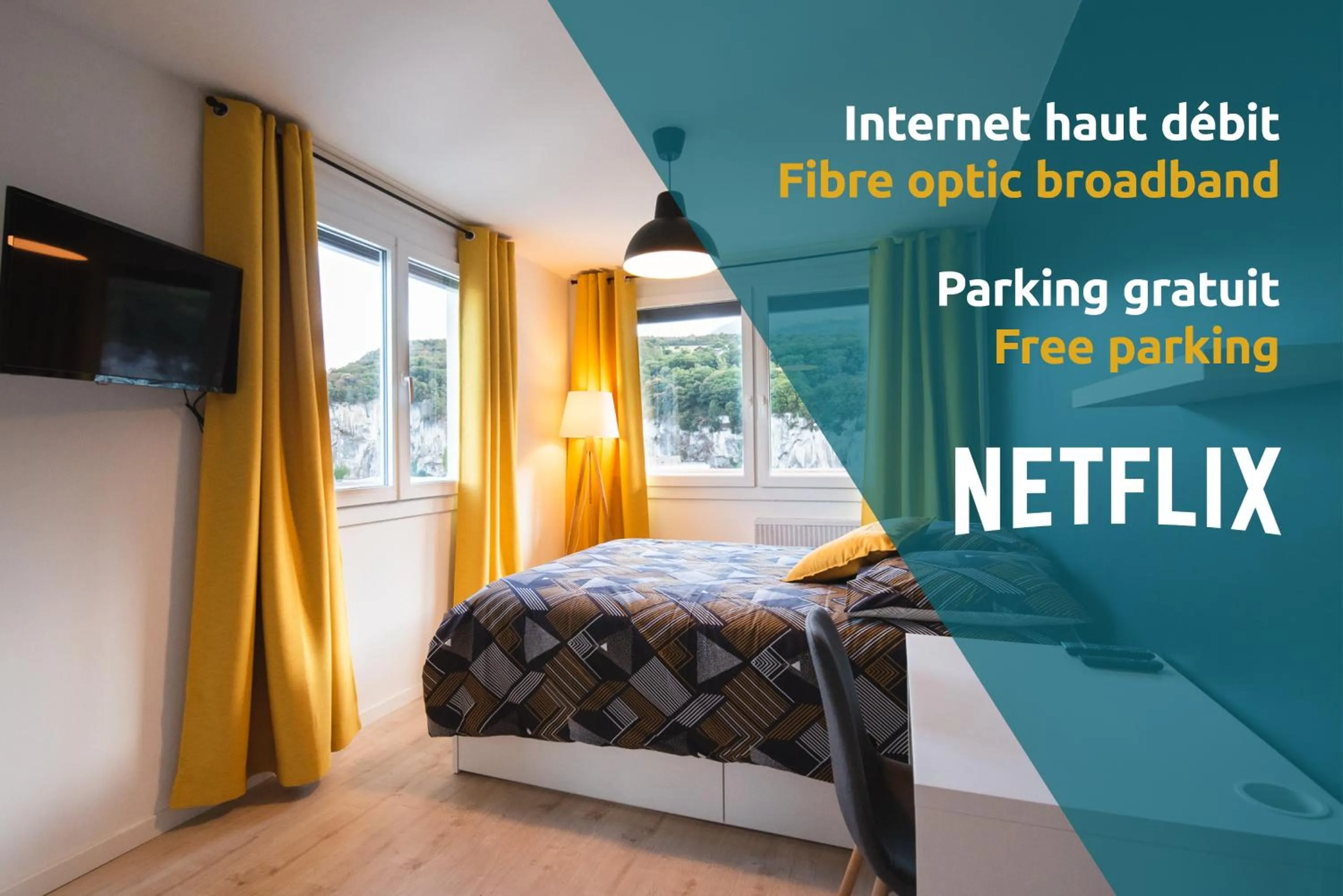 Bedroom, Bed in Les chambres du Vercors - Parking Free Fibre Netflix