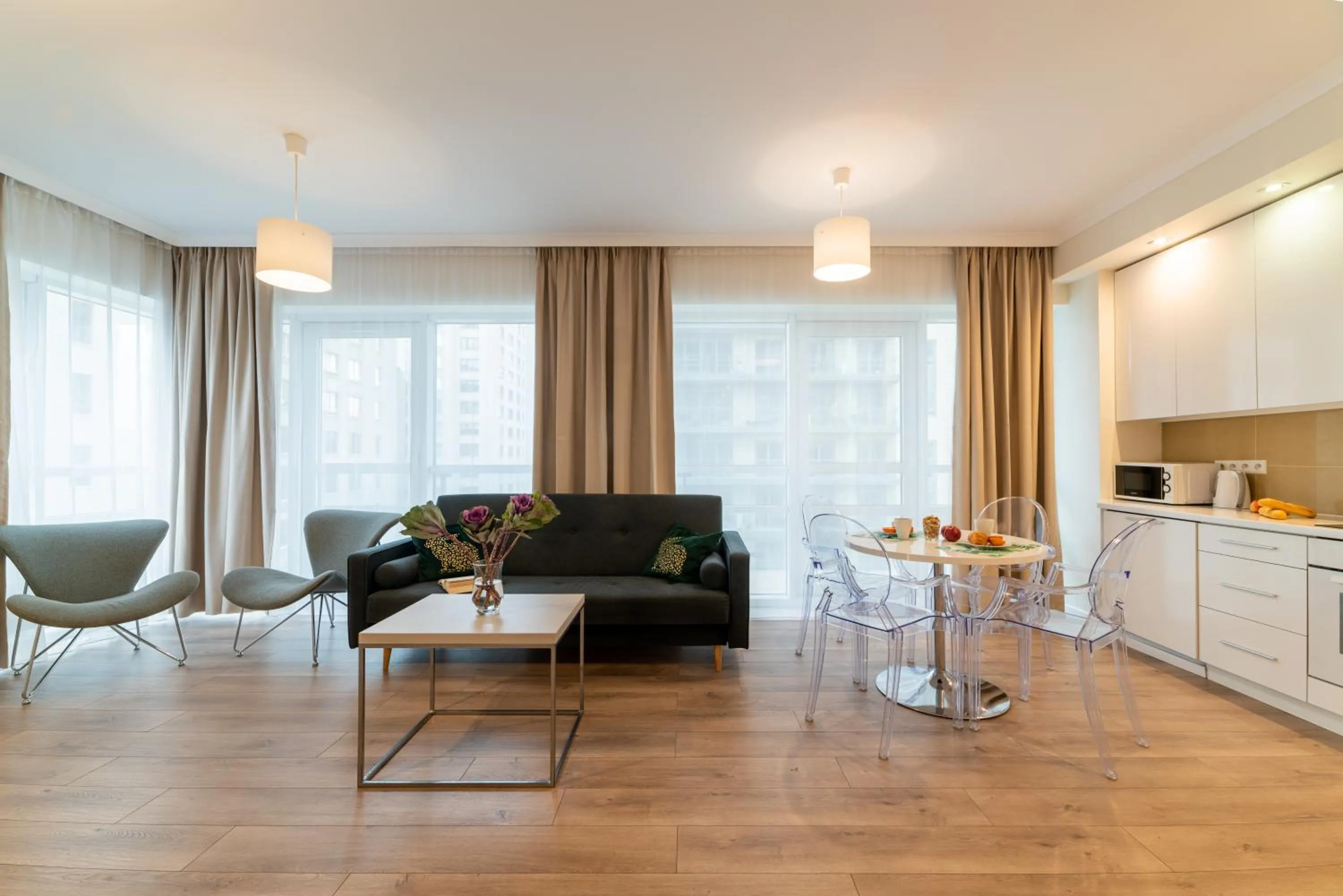 Living room in Platinum Towers Central Apartments