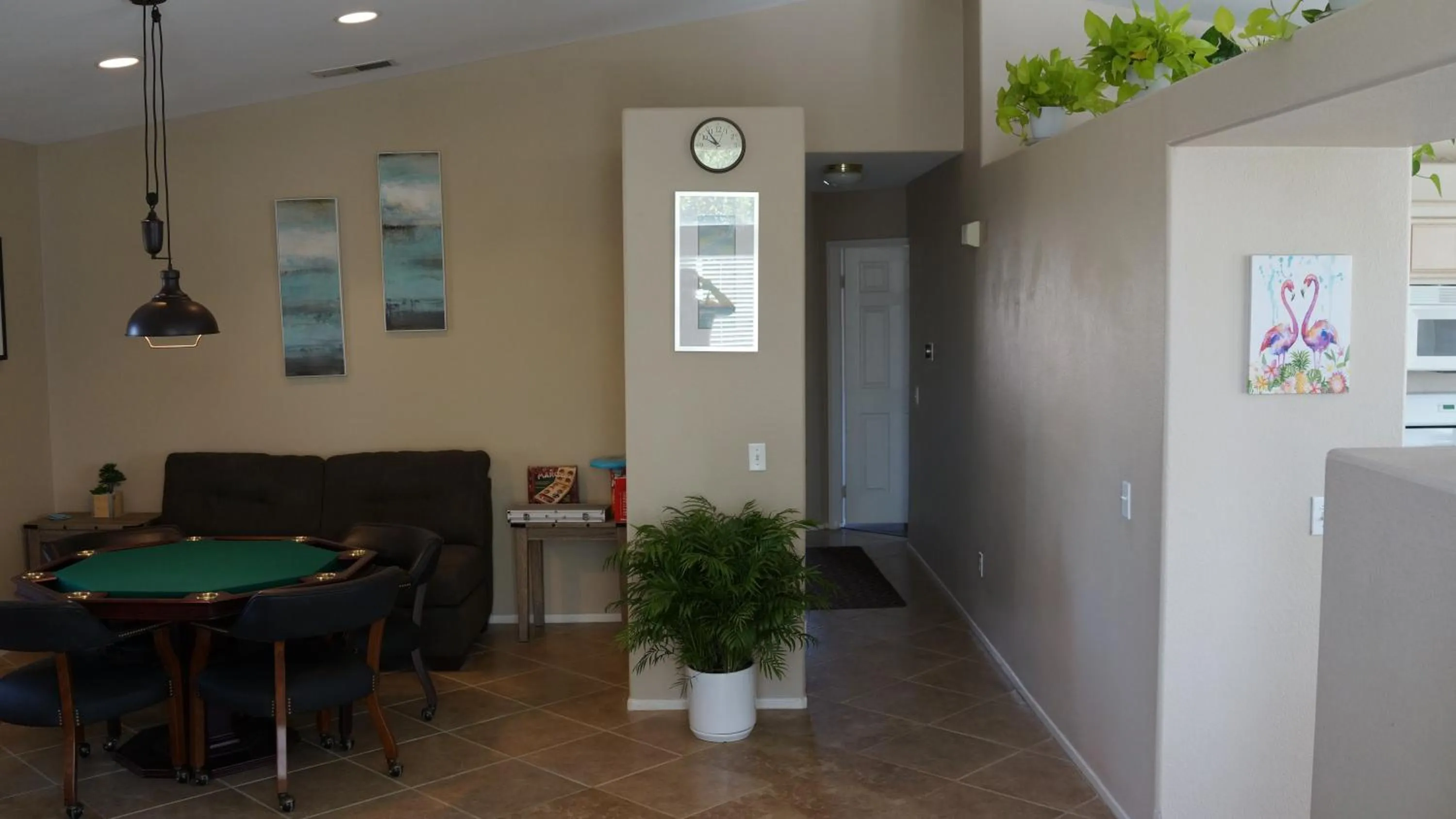 Living room in 3 bedroom house with Private Pool, Spa&Golf Course!