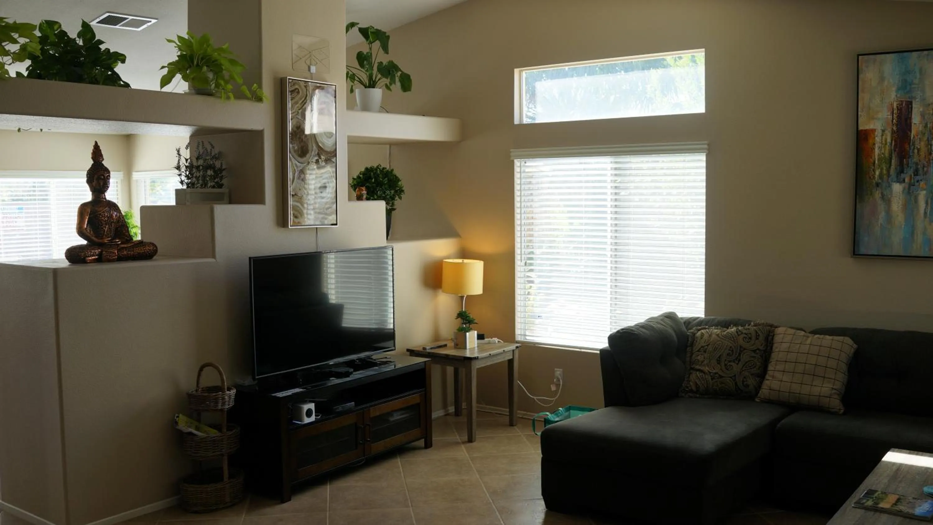 Living room in 3 bedroom house with Private Pool, Spa&Golf Course!