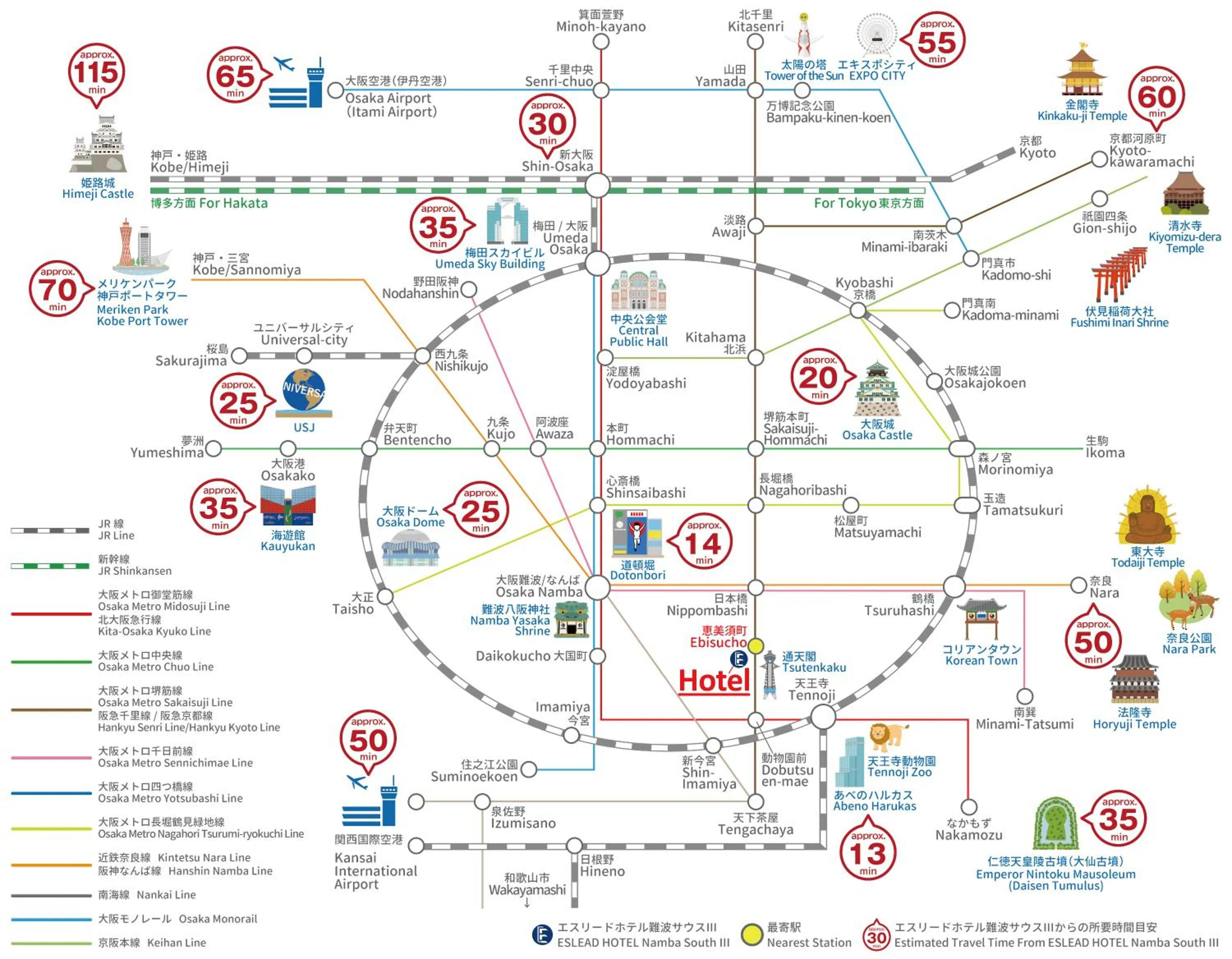 Nearby landmark in ESLEAD HOTEL Namba South Ⅲ