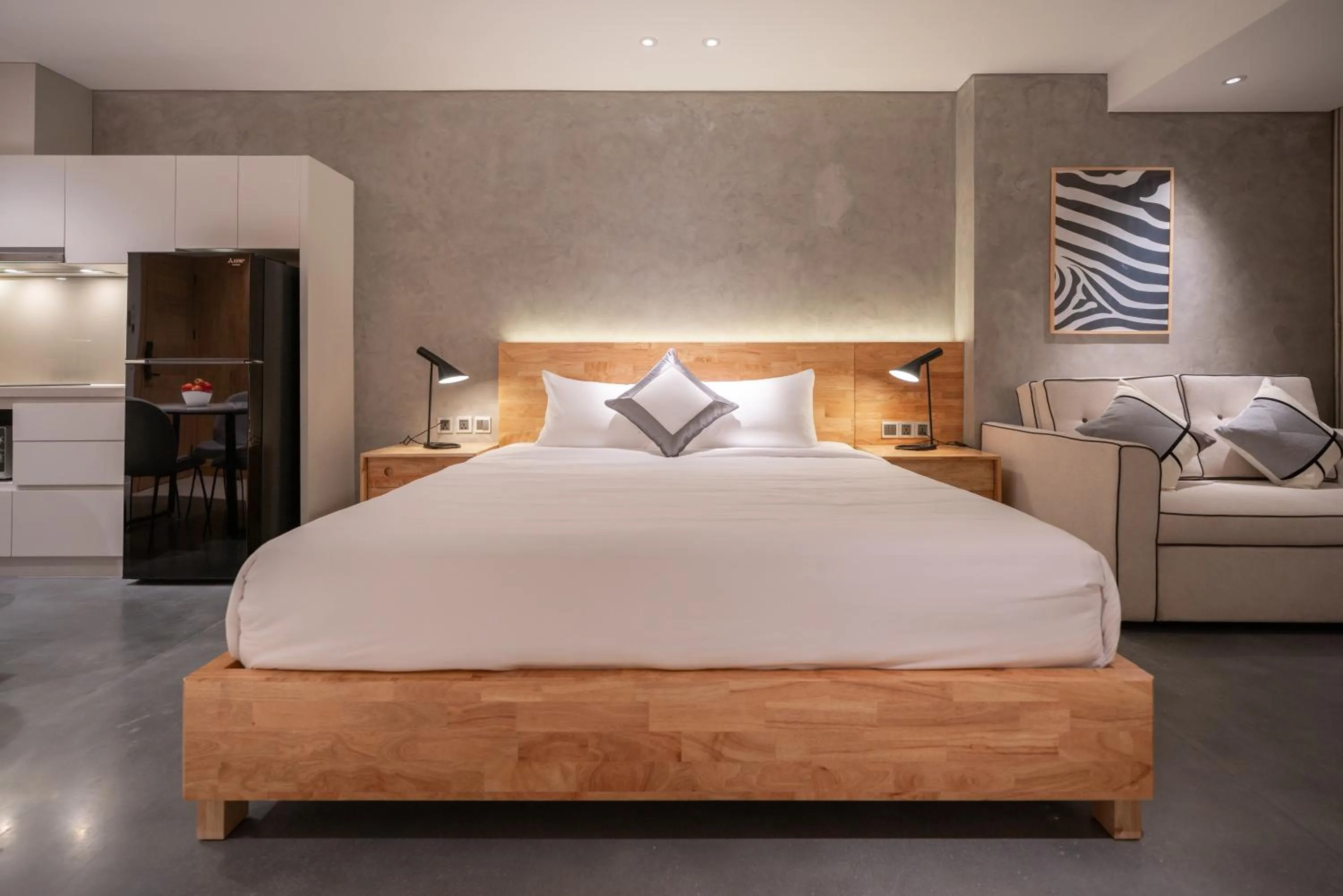 Bed in Bi Eco Suites Hanoi