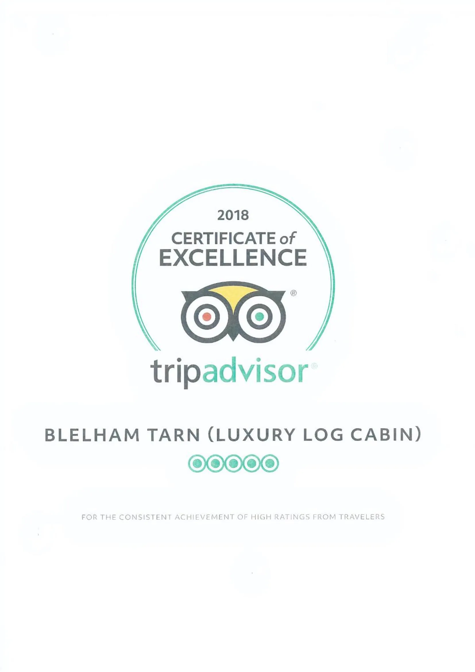 Certificate/Award in Blelham Tarn Rustic cabin in tranquil woodland