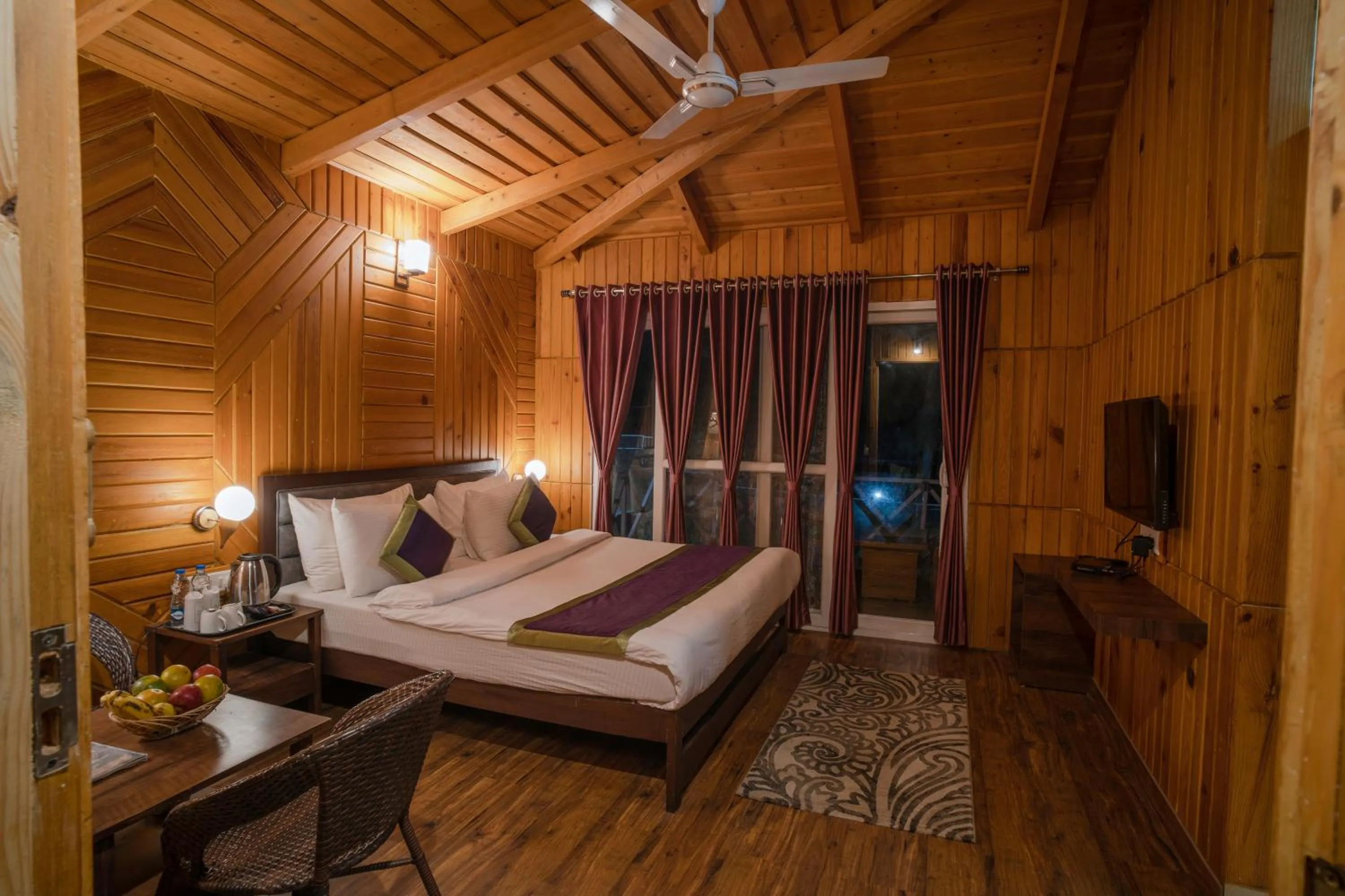 View (from property/room), Bed in The Nature's Green Resort, Bhimtal, Nainital