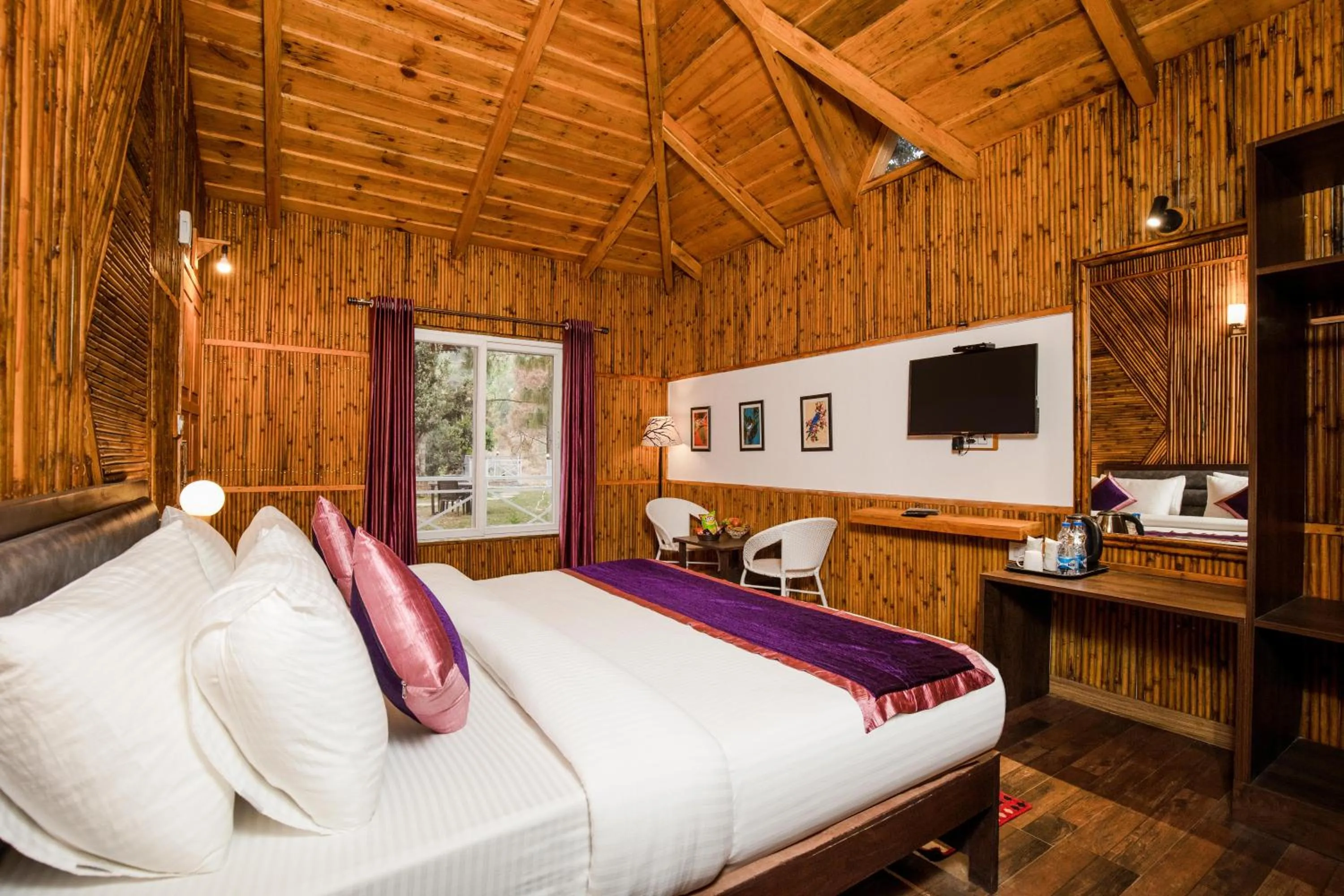 Bed in The Nature's Green Resort, Bhimtal, Nainital