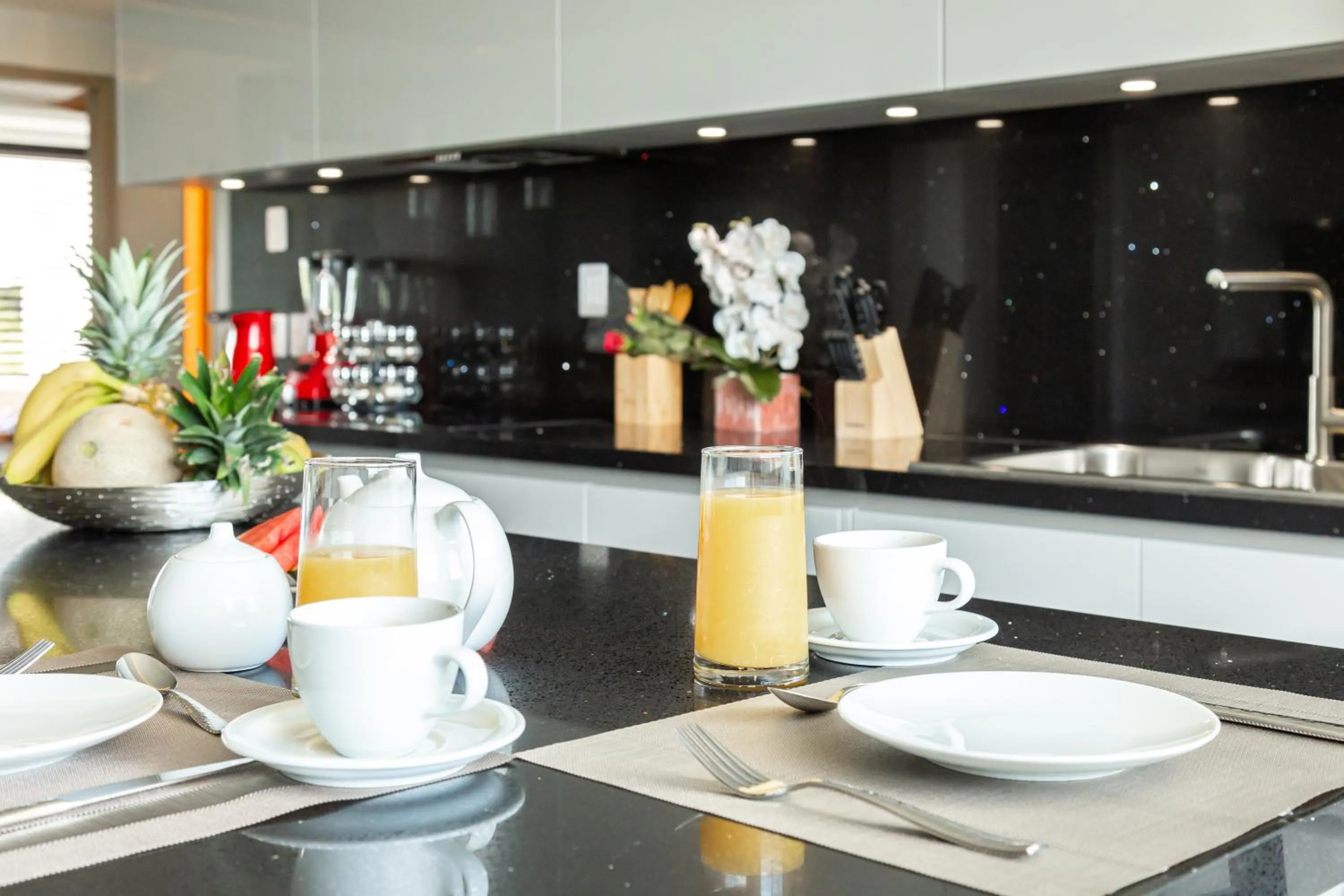 Kitchen or kitchenette in Fabulous & Exclusive Apartments With Sea View Pool BBQ Garden