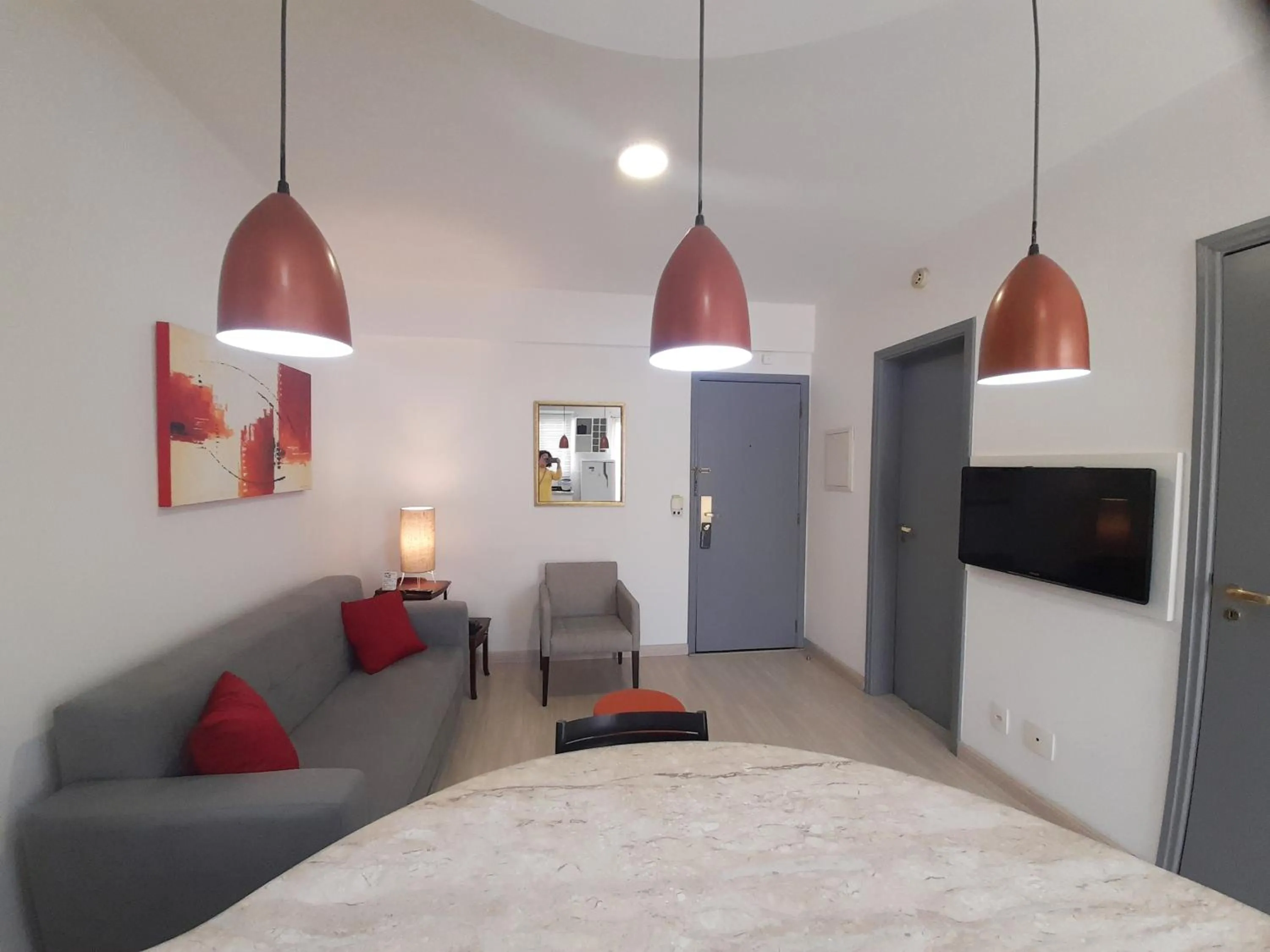 Living room, Bed in Lindo Flat REFORMADO no coração da Vila Olimpia