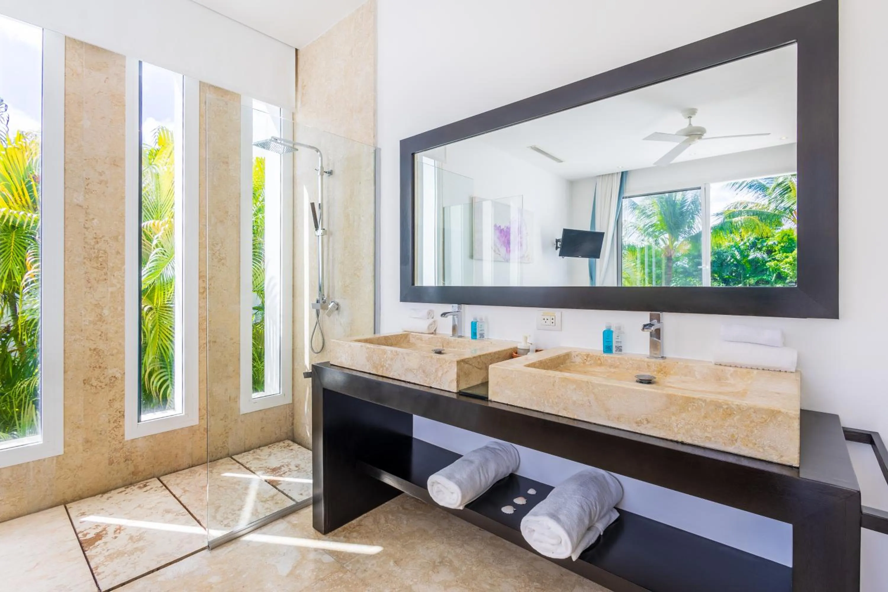 Shower in Luxury Rentals in Punta Cana - Exclusive Waterfall Villa with Private Pool, BBQ, Maid, Golf