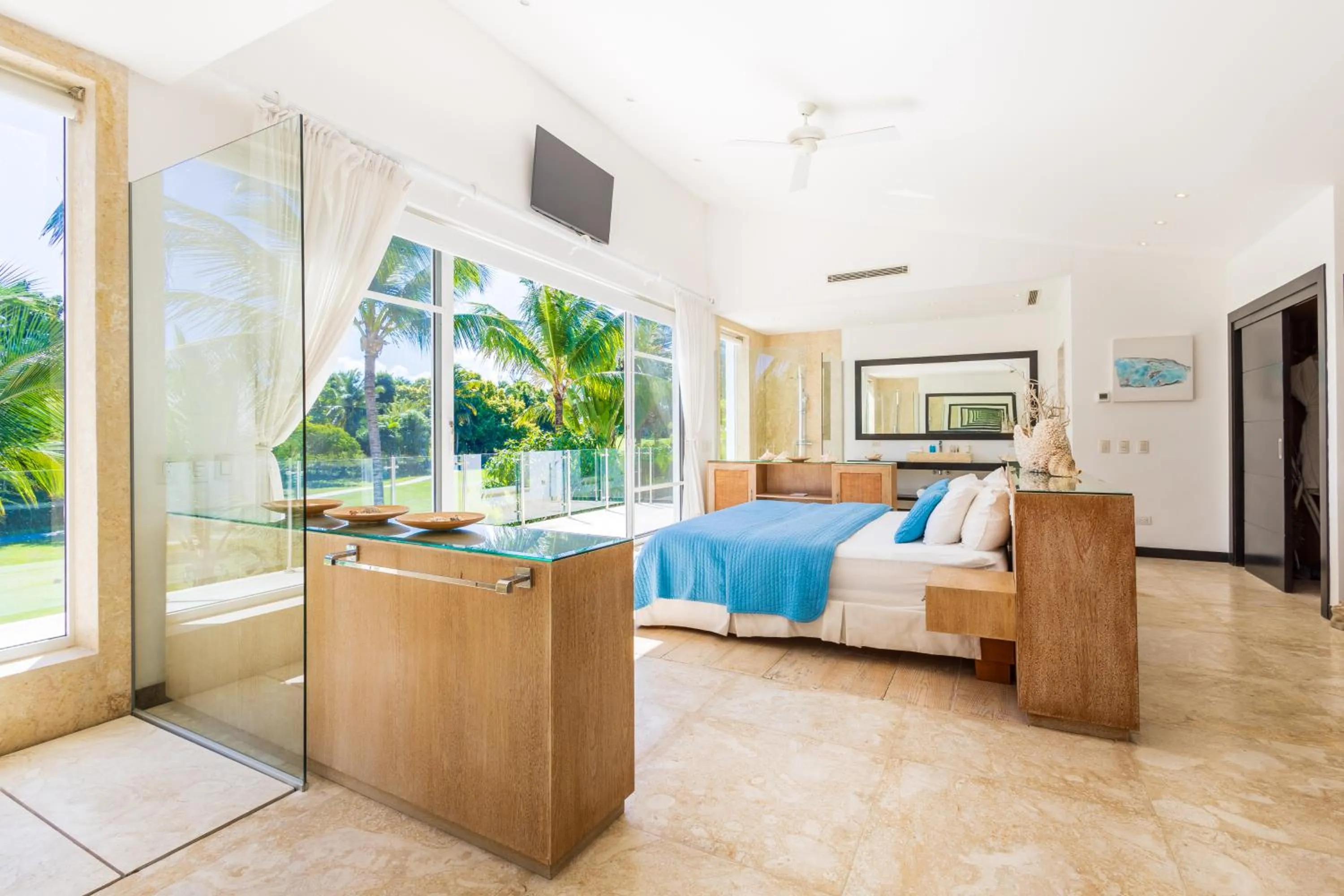 Bed in Luxury Rentals in Punta Cana - Exclusive Waterfall Villa with Private Pool, BBQ, Maid, Golf