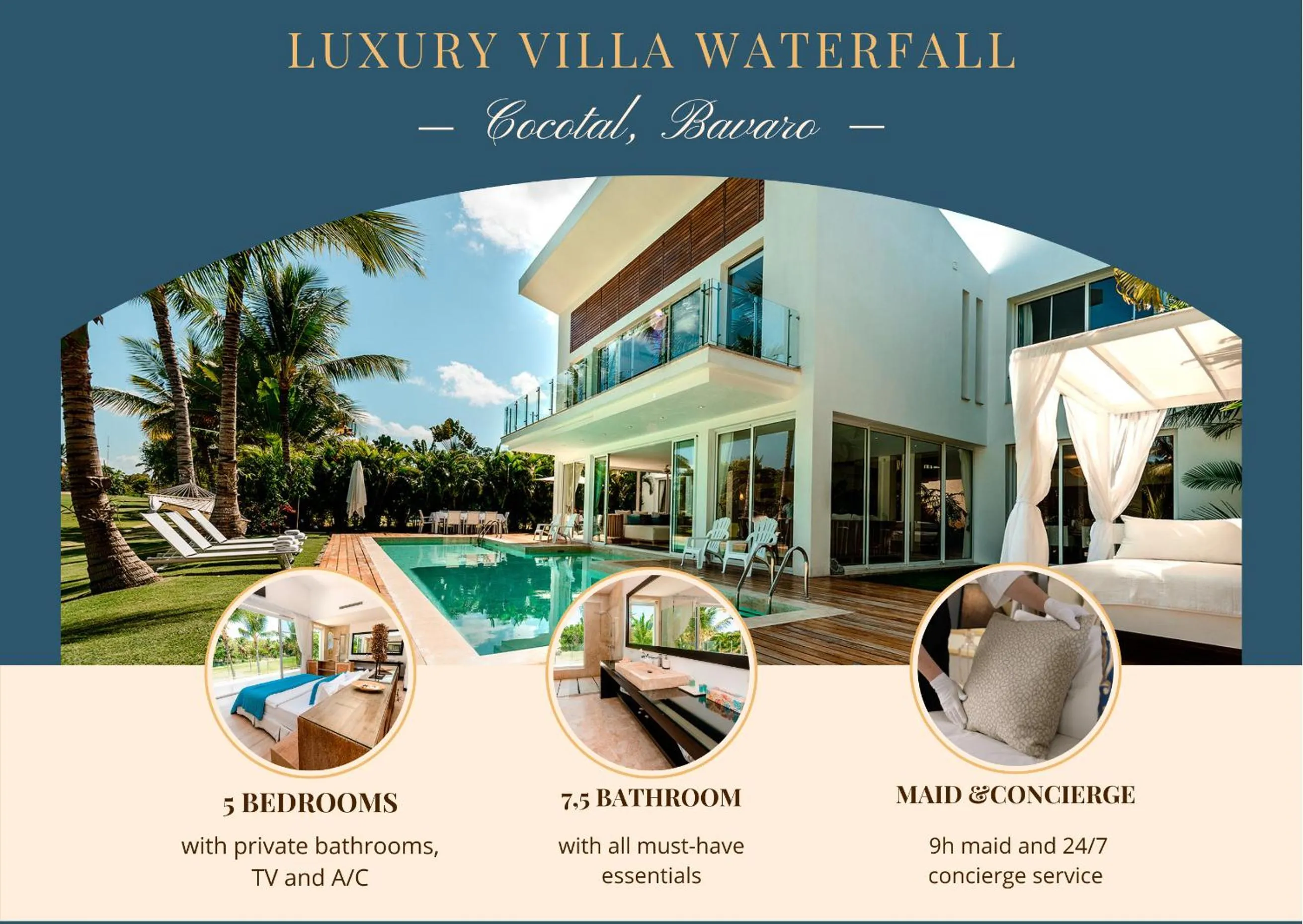 Property building in Luxury Rentals in Punta Cana - Exclusive Waterfall Villa with Private Pool, BBQ, Maid, Golf