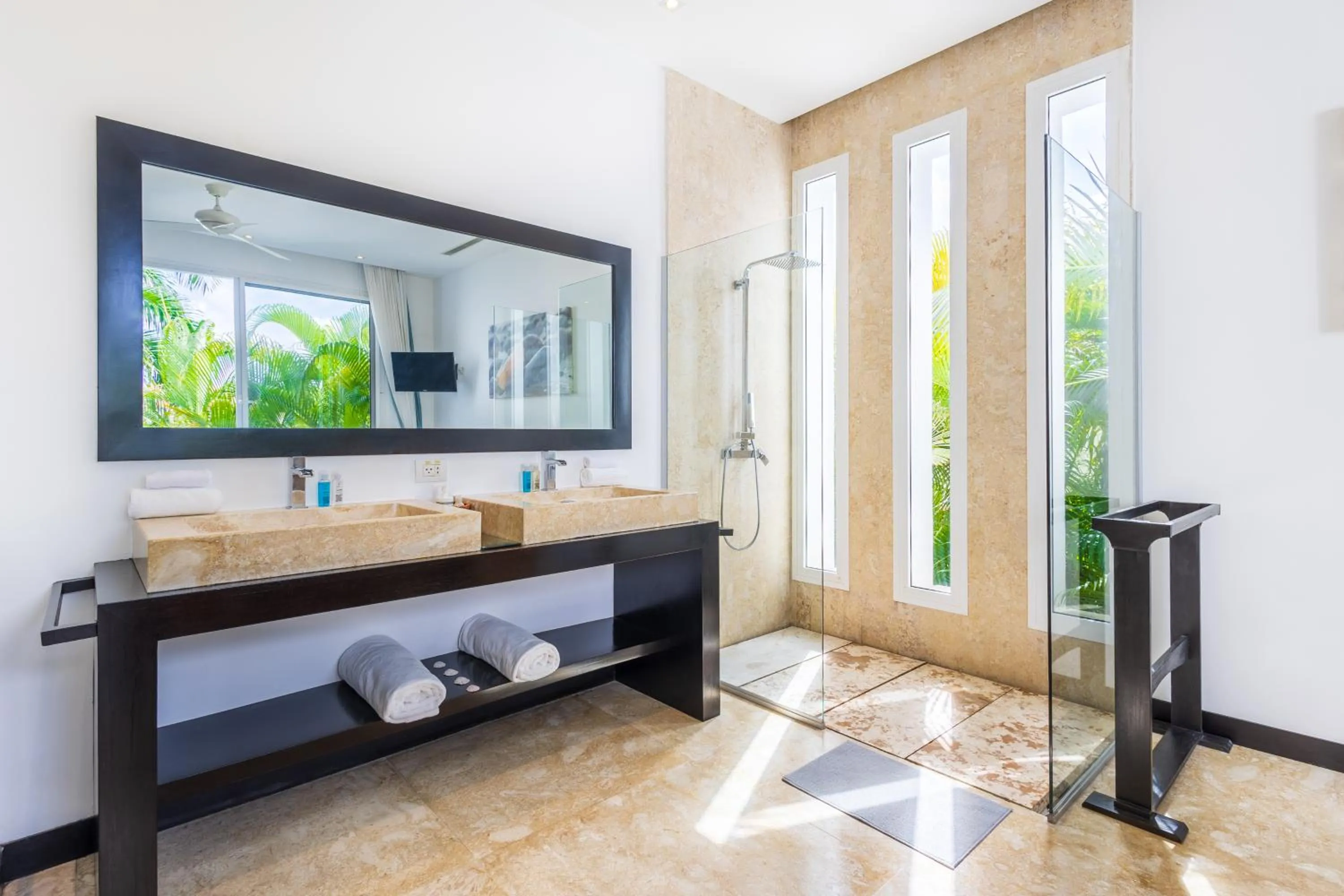 Shower in Luxury Rentals in Punta Cana - Exclusive Waterfall Villa with Private Pool, BBQ, Maid, Golf