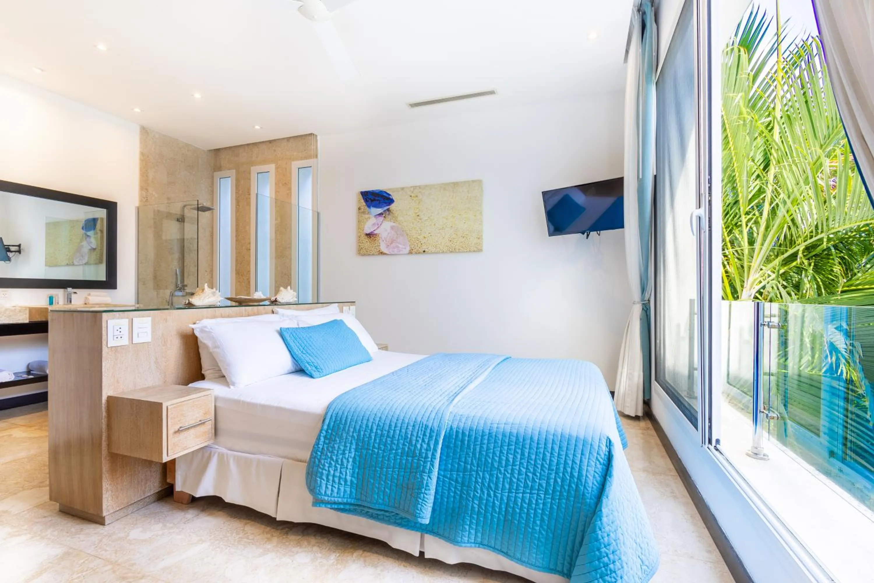 Shower, Bed in Luxury Rentals in Punta Cana - Exclusive Waterfall Villa with Private Pool, BBQ, Maid, Golf