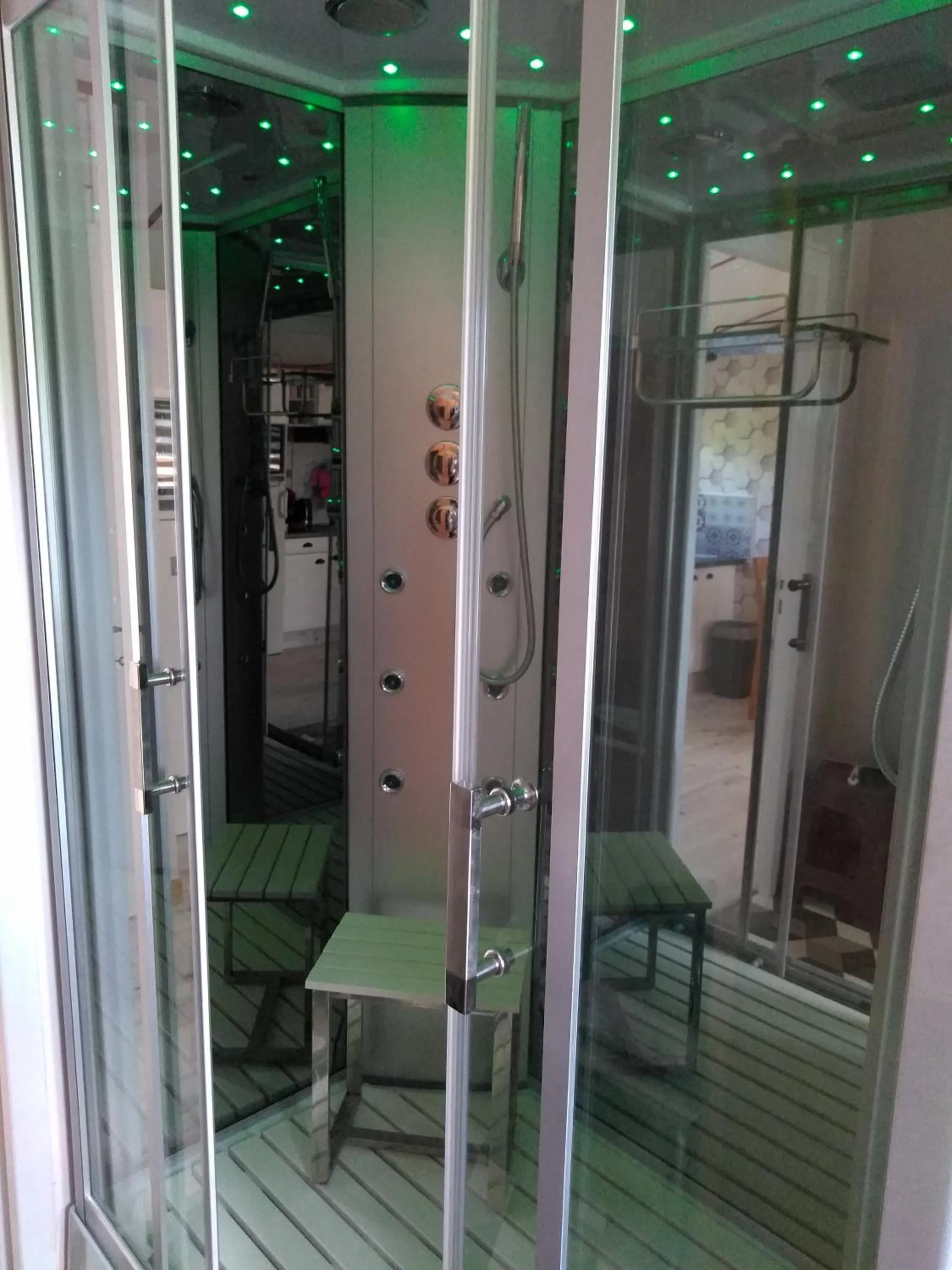 Steam room in le haut village Chambre d'hôtes Mobi-Loft cosy sauna ,douche ,chromothérapie