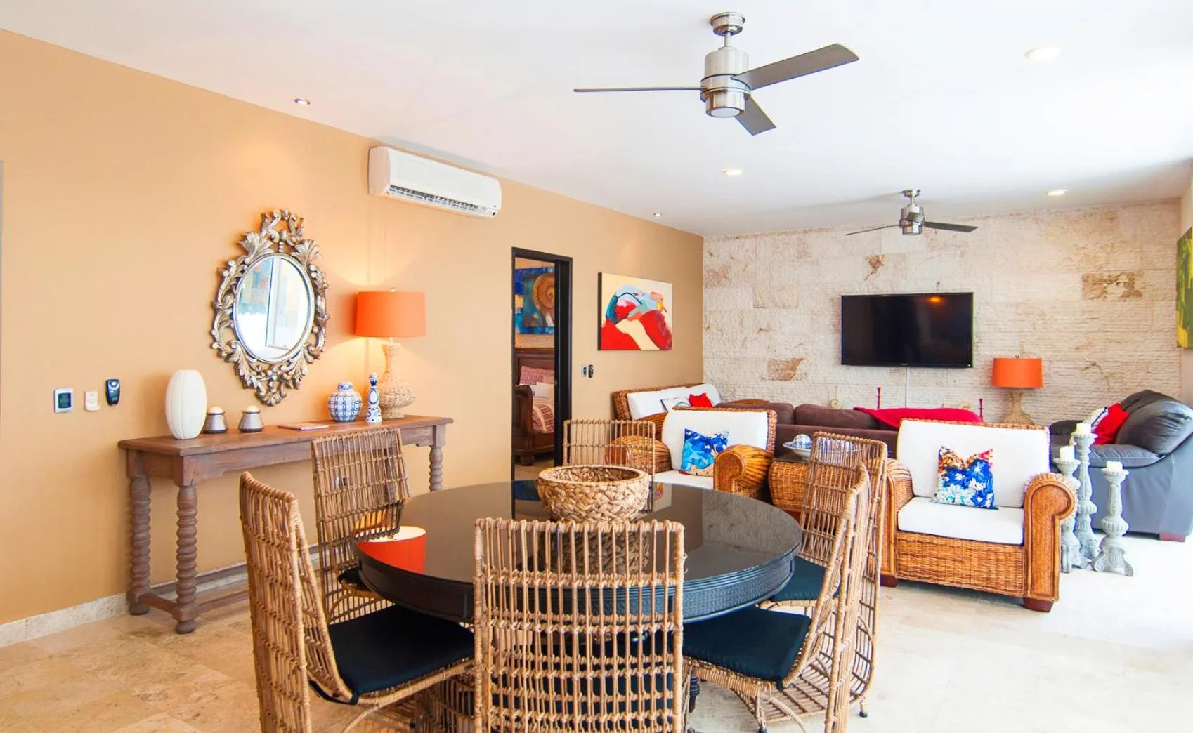 Living room in Exceptional Location Near Beach, Pool-View Balcony