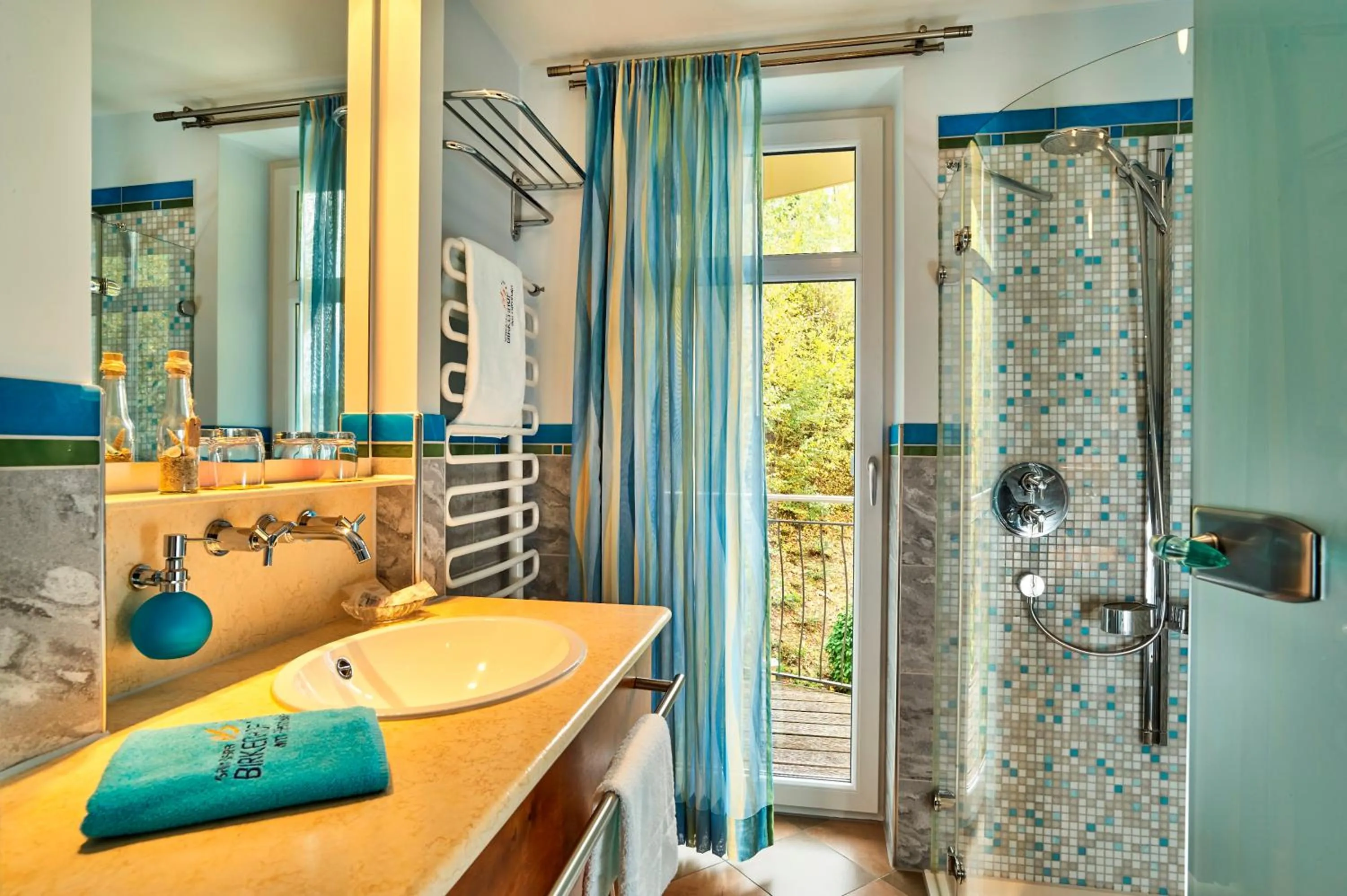 Bathroom, Bed in Spirit & SPA Birkenhof am Elfenhain