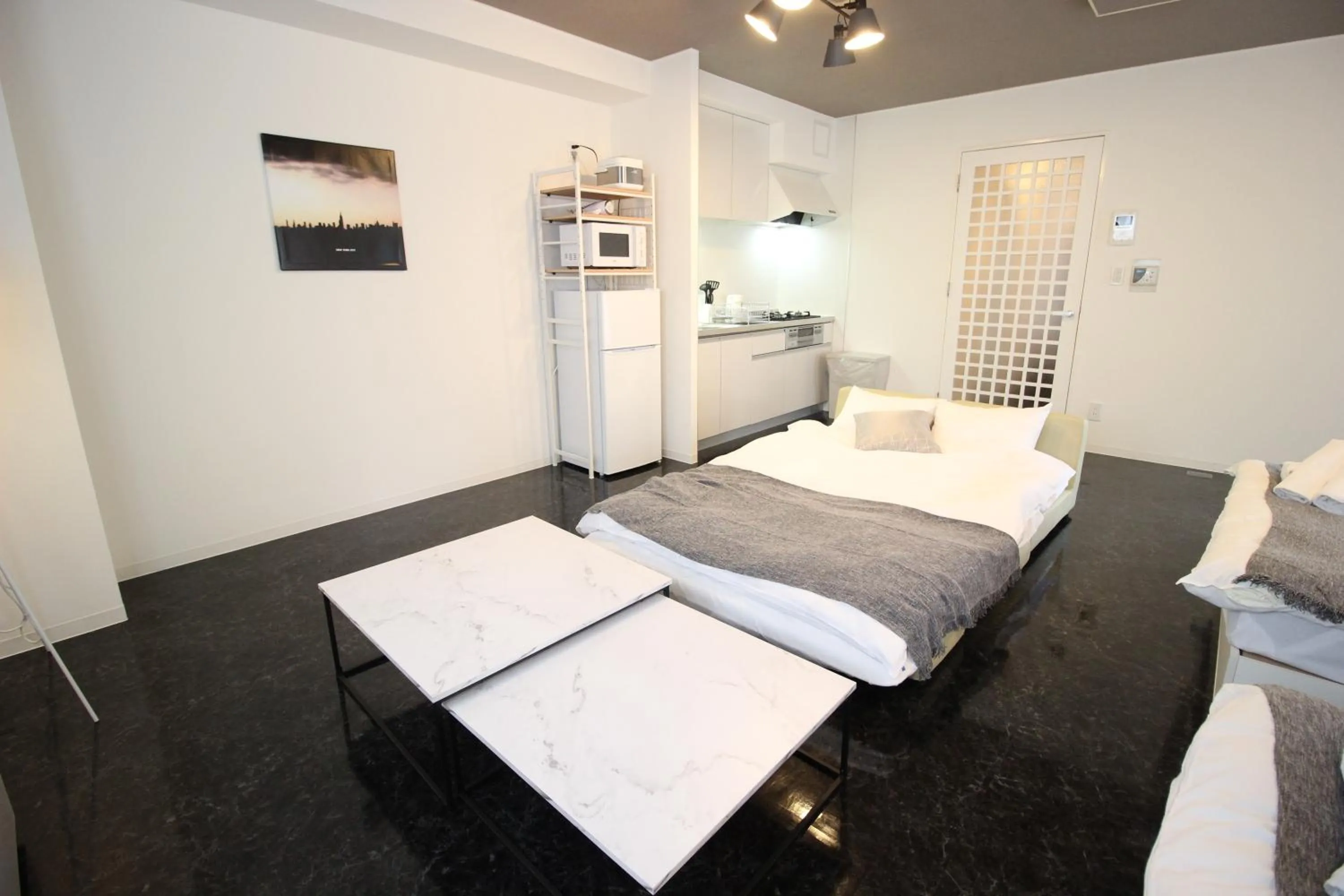 Bed in Atrium Deluxe Apartments Osaka - Self Check-In Only