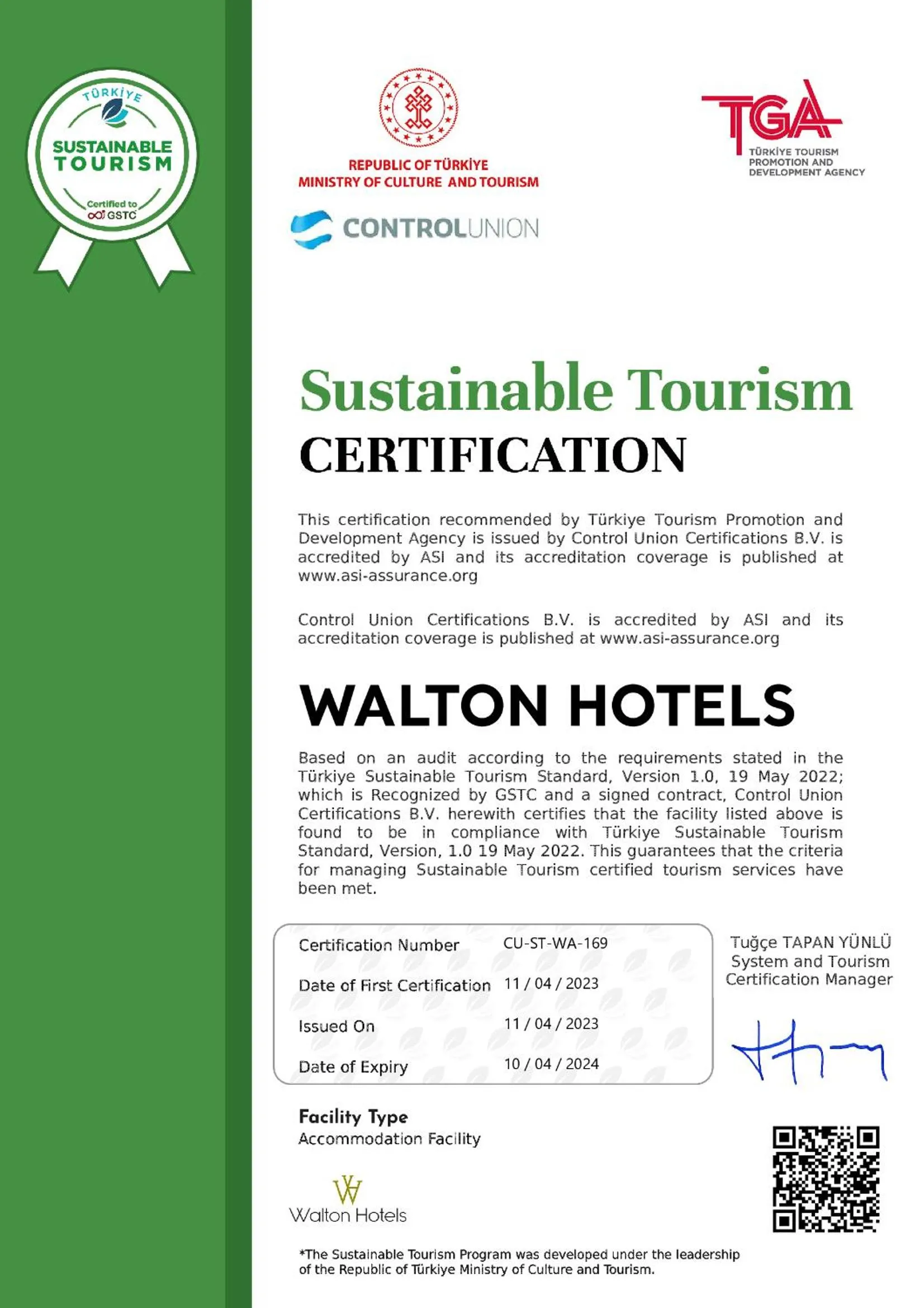 Logo/Certificate/Sign in Walton Gardens Pera