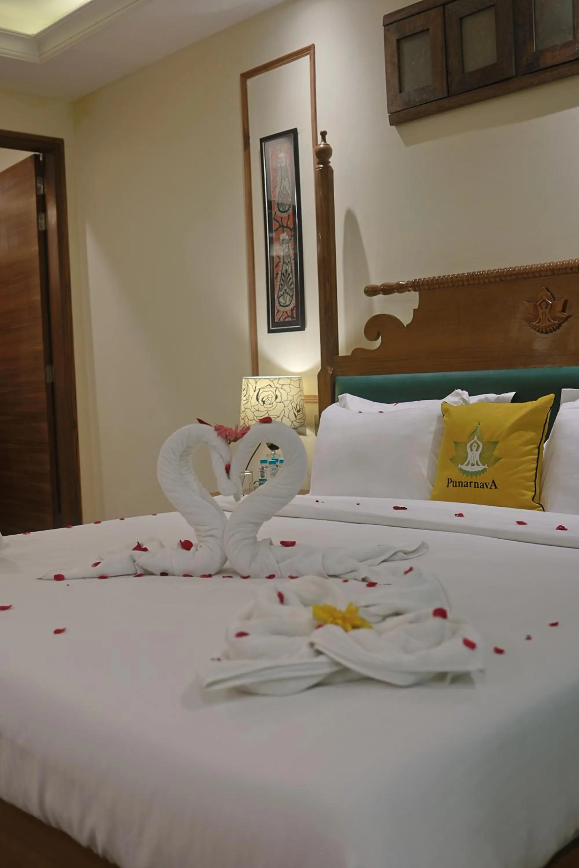 Bed in Punarnava Resort & Spa