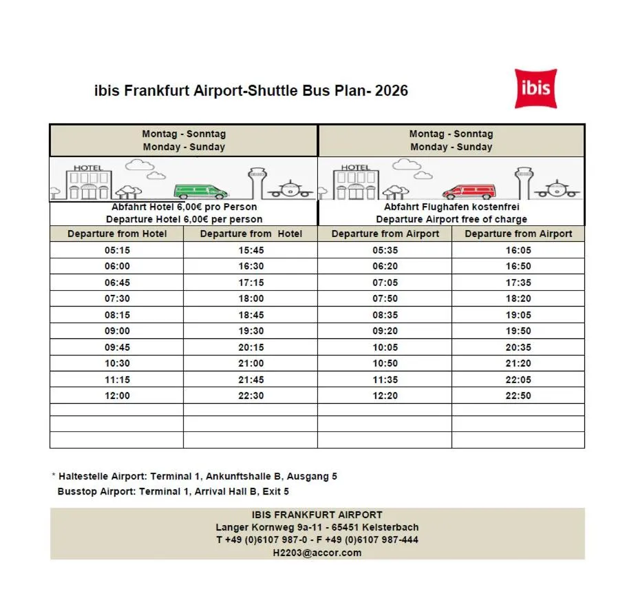 shuttle in ibis Hotel Frankfurt Airport