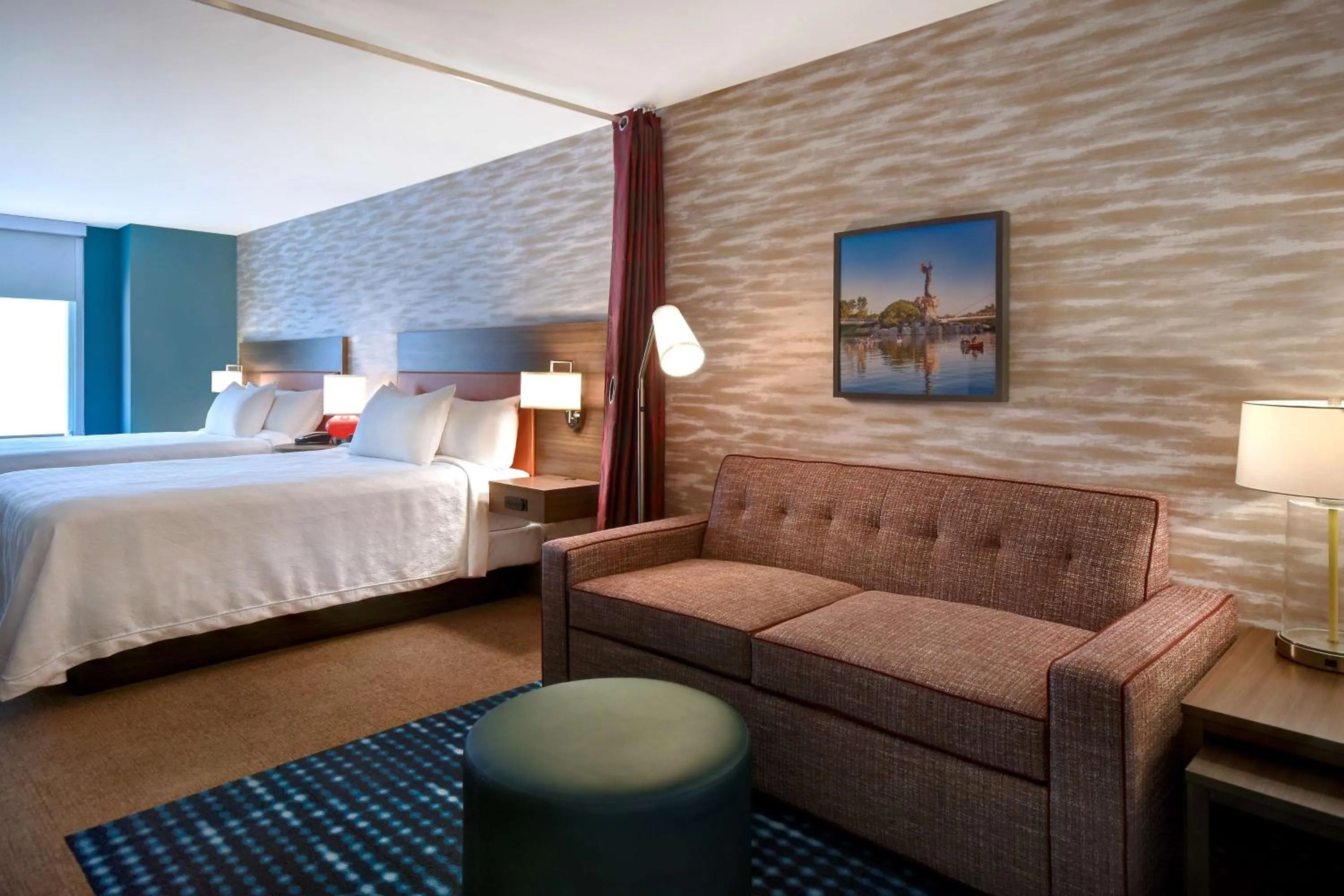 Living room, Bed in Home2 Suites Wichita Downtown Delano, Ks