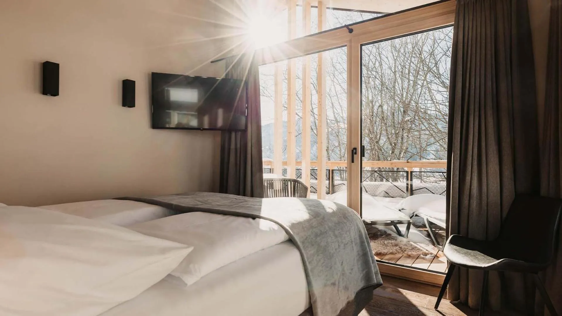 Bed in Hofgut Apartment & Lifestyle Resort Wagrain