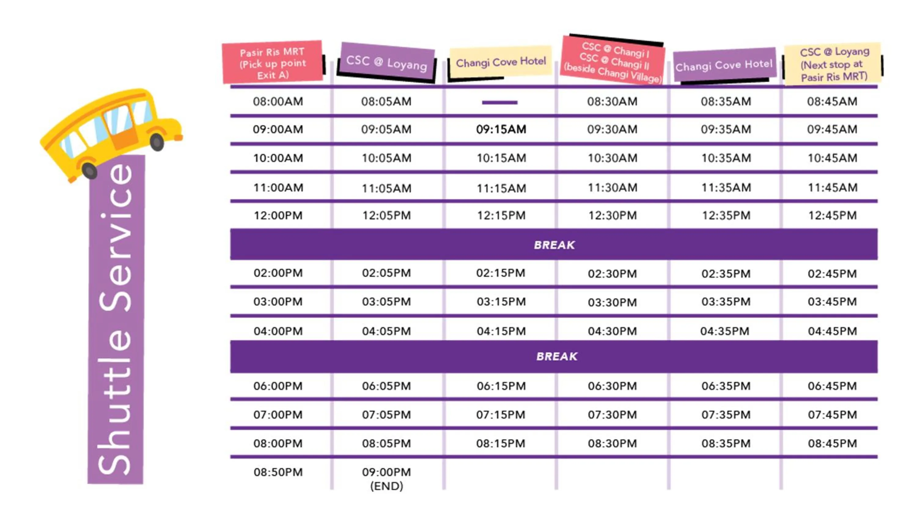 shuttle in Changi Cove