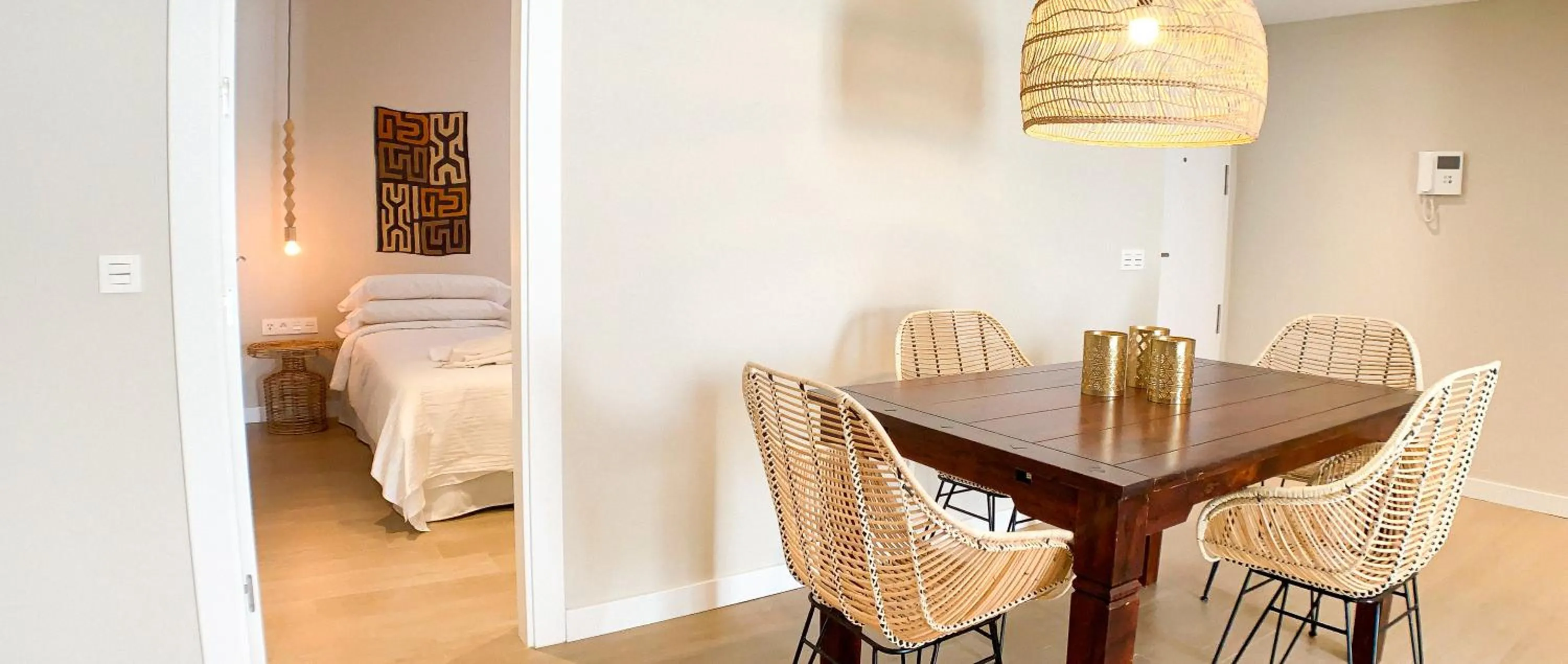 Dining area, Bed in Sea to Sky Suites - Mijas Pueblo