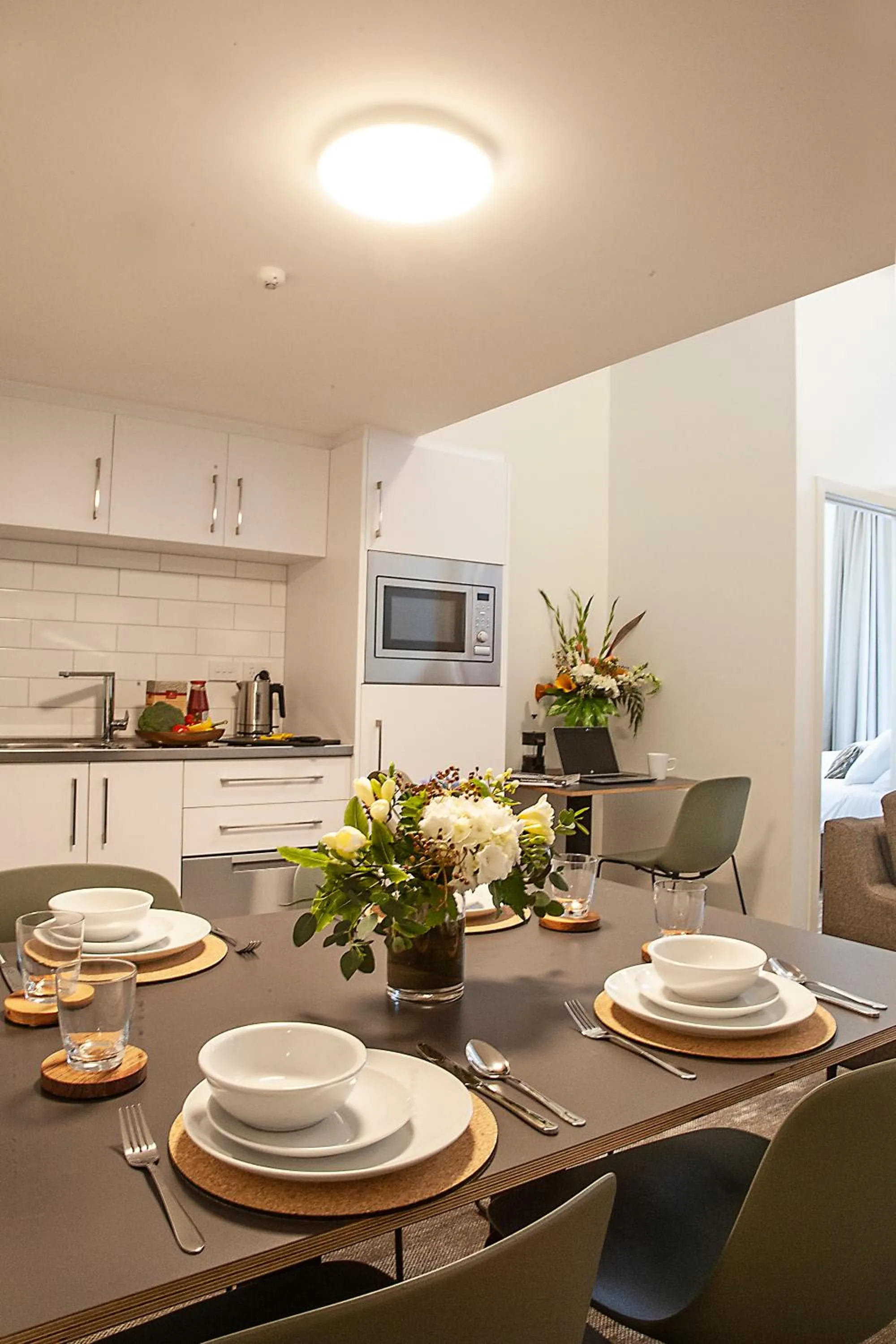 Kitchen or kitchenette in Sojourn Apartment Hotel - Riddiford