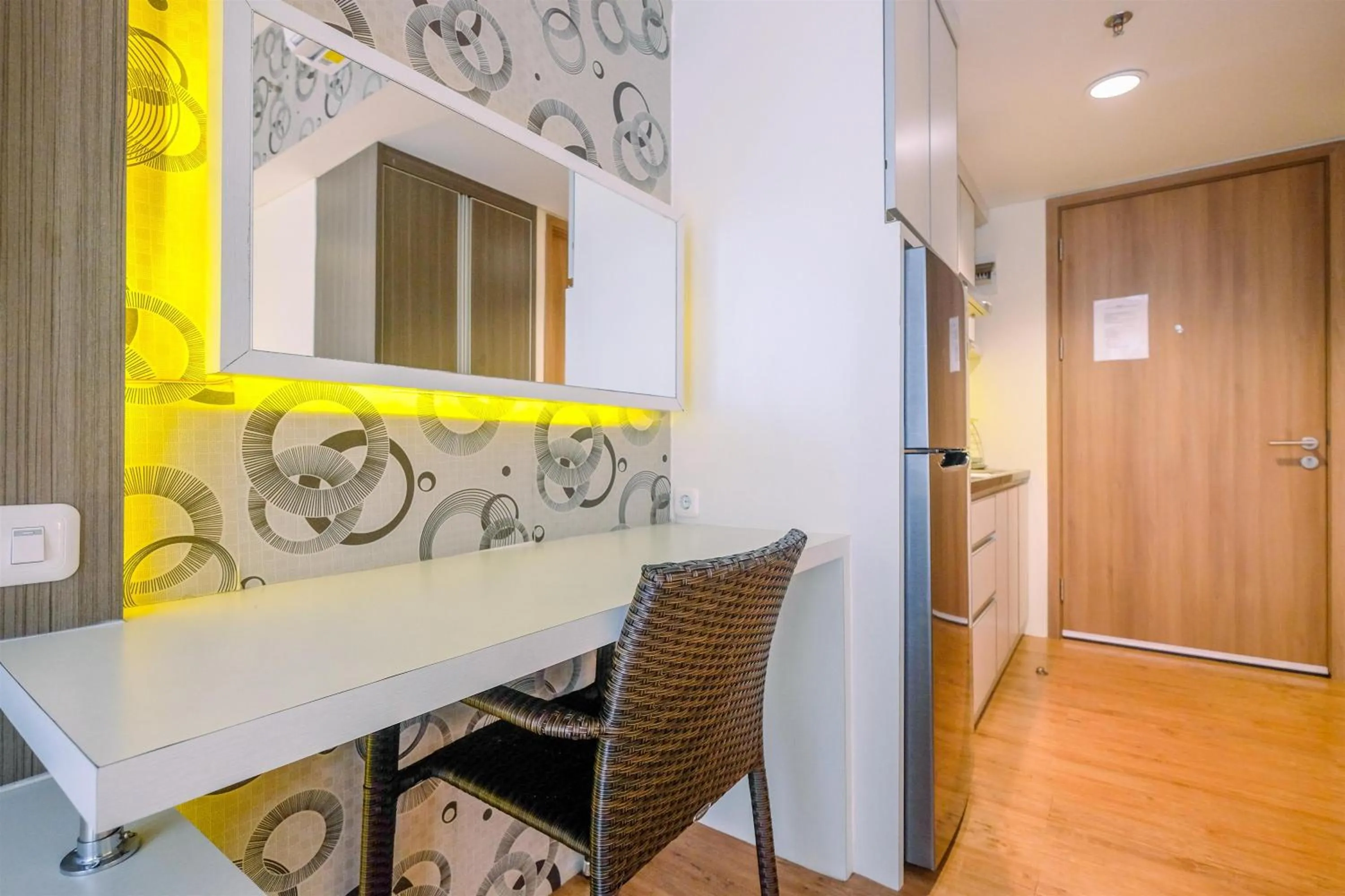 Bedroom in Minimalist Studio at 11st Floor Bogor Icon Apartment By Travelio