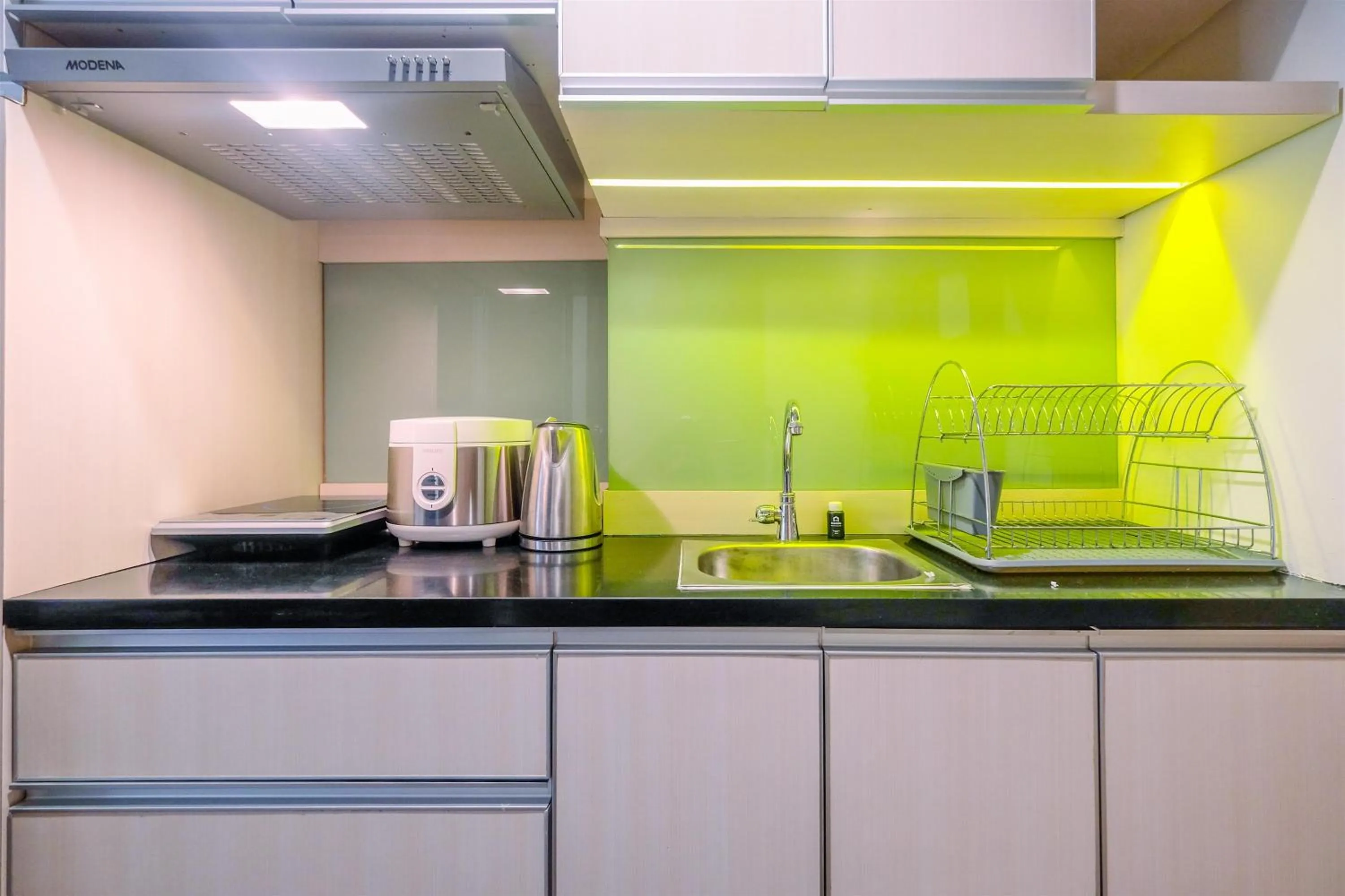Kitchen or kitchenette in Stunning Studio Apartment at Bogor Icon By Travelio