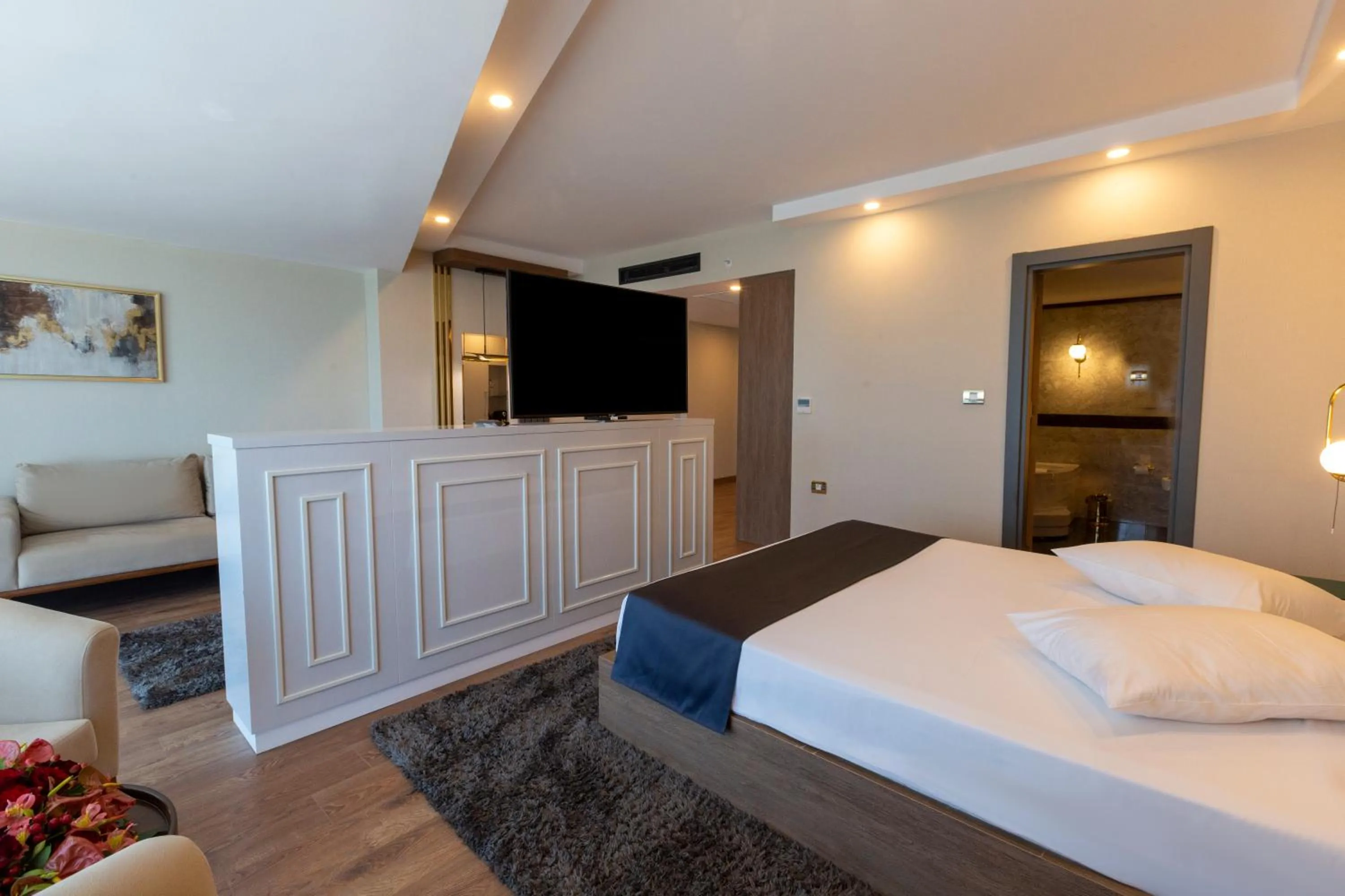 Communal lounge/ TV room, Bed in Cabir Deluxe Hotel Sapanca