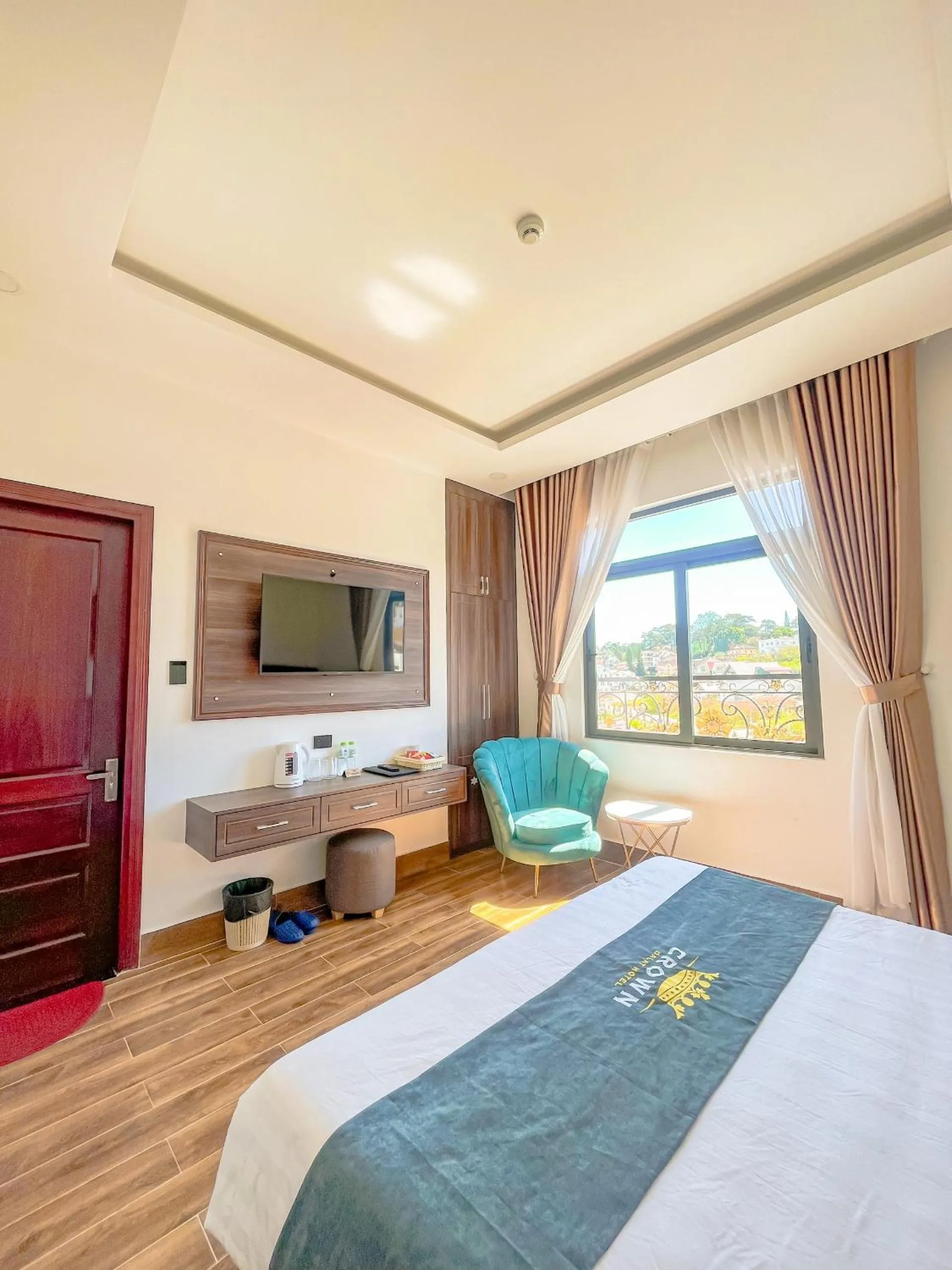 Bed in Crown Dalat Hotel