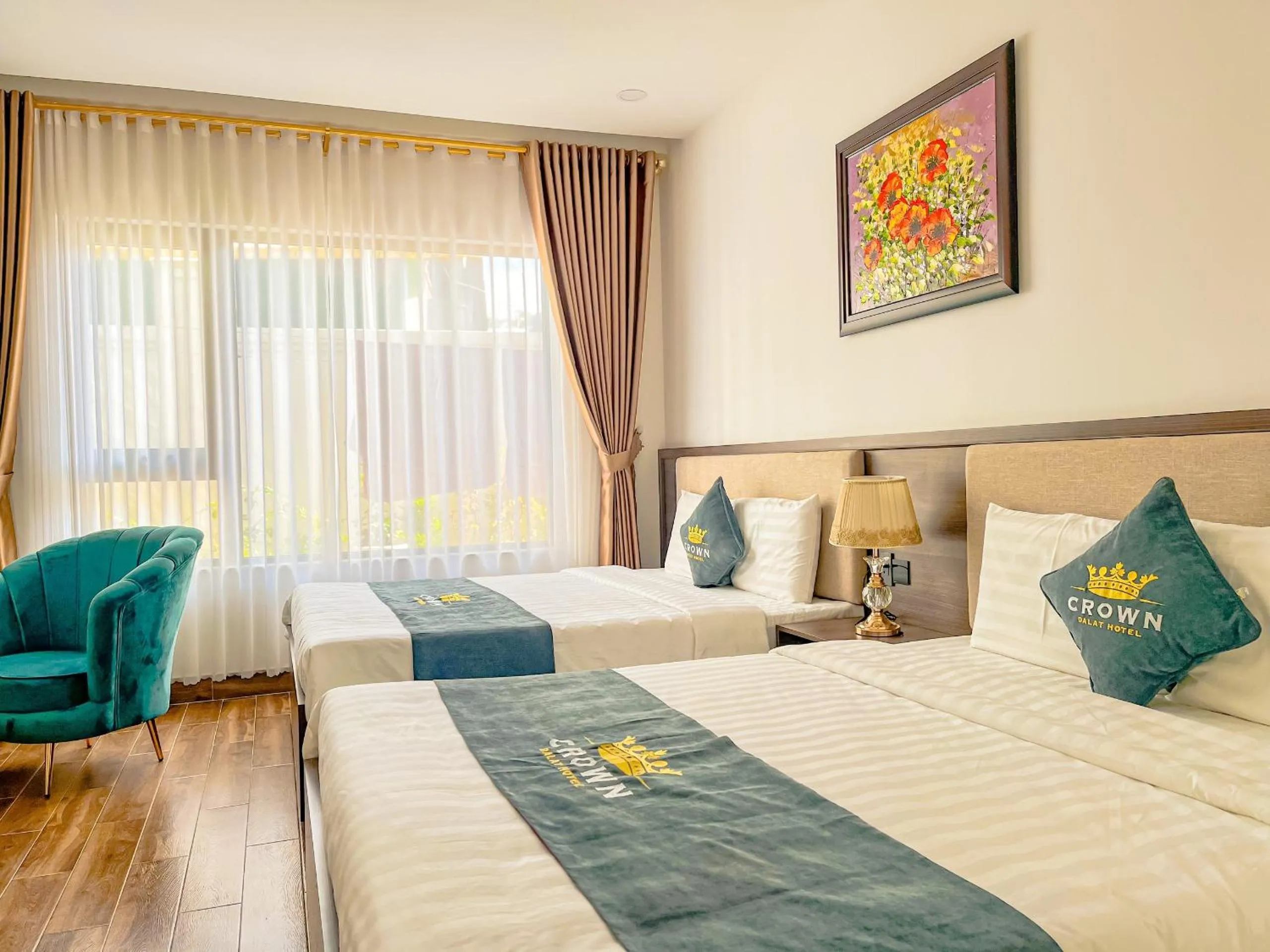 Bed in Crown Dalat Hotel