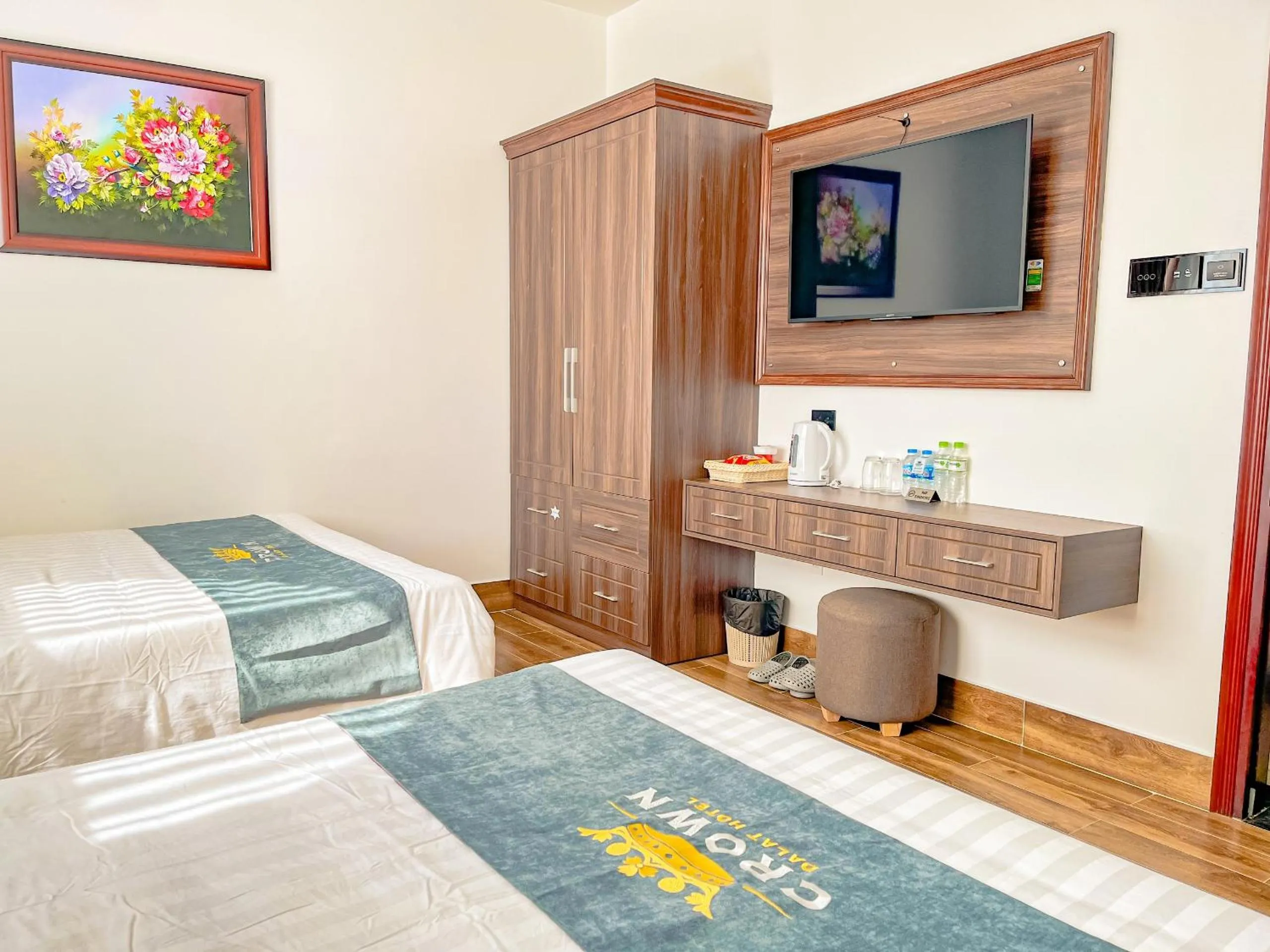 Bed in Crown Dalat Hotel