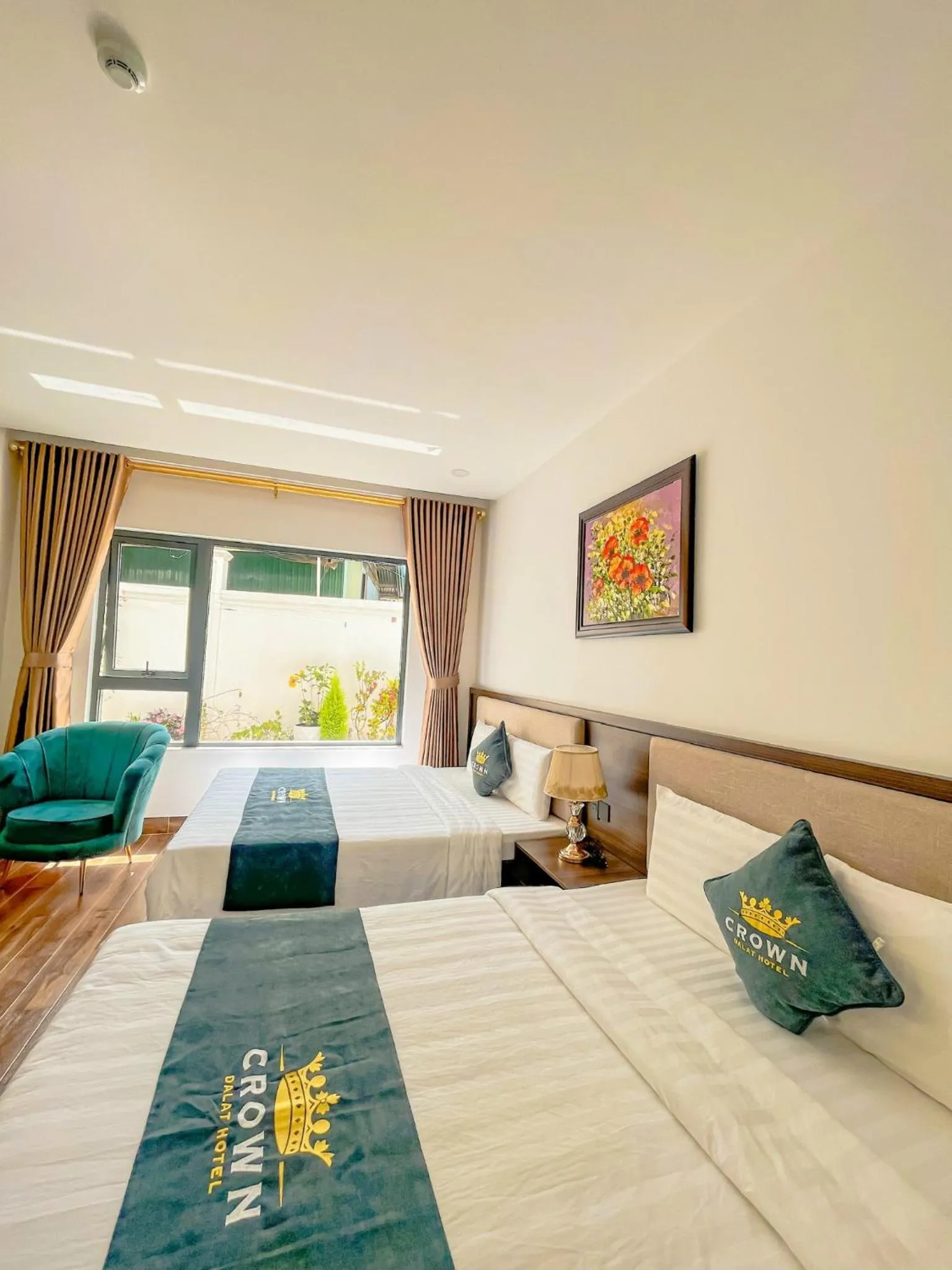 Bed in Crown Dalat Hotel