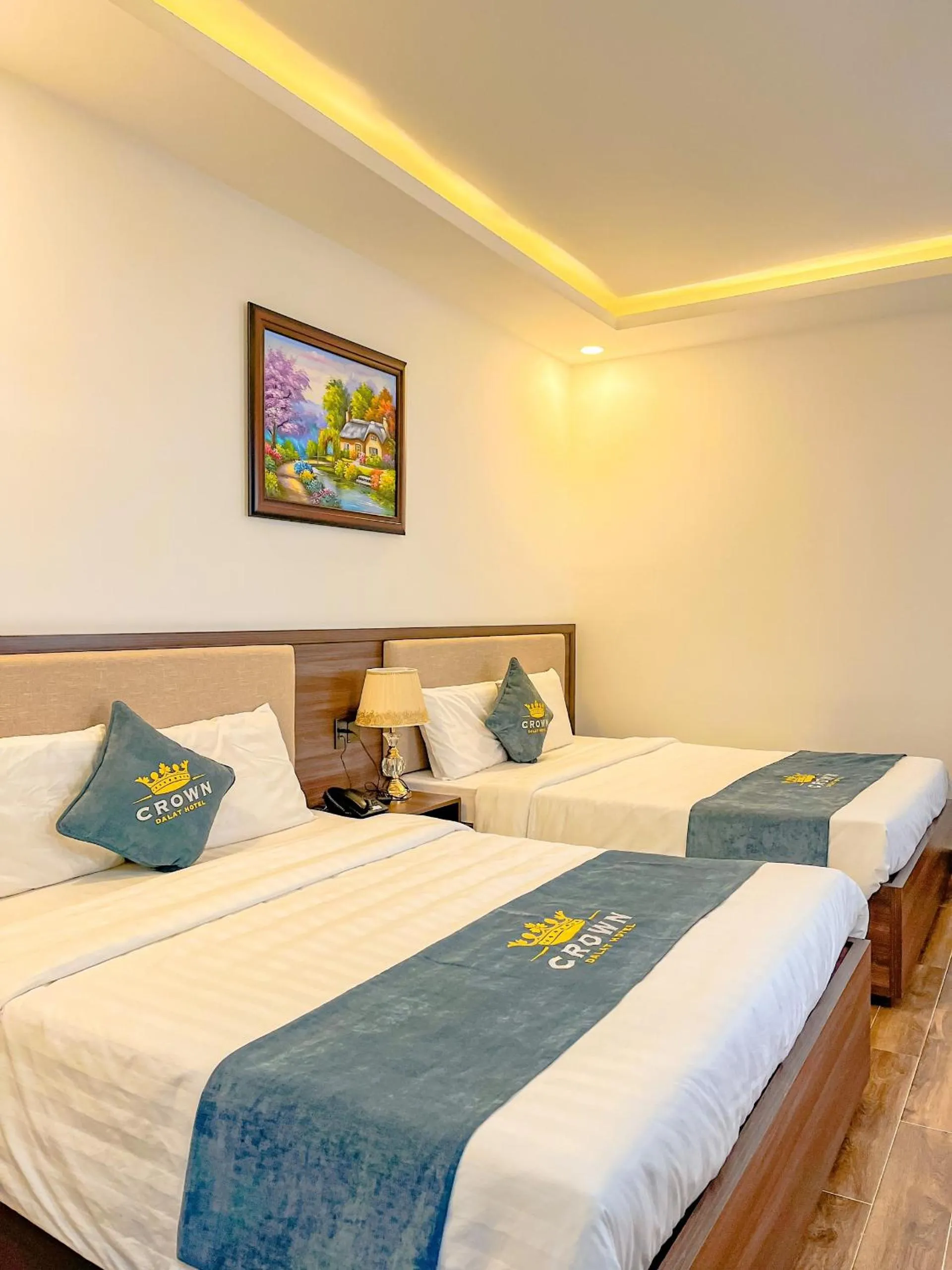 Bed in Crown Dalat Hotel