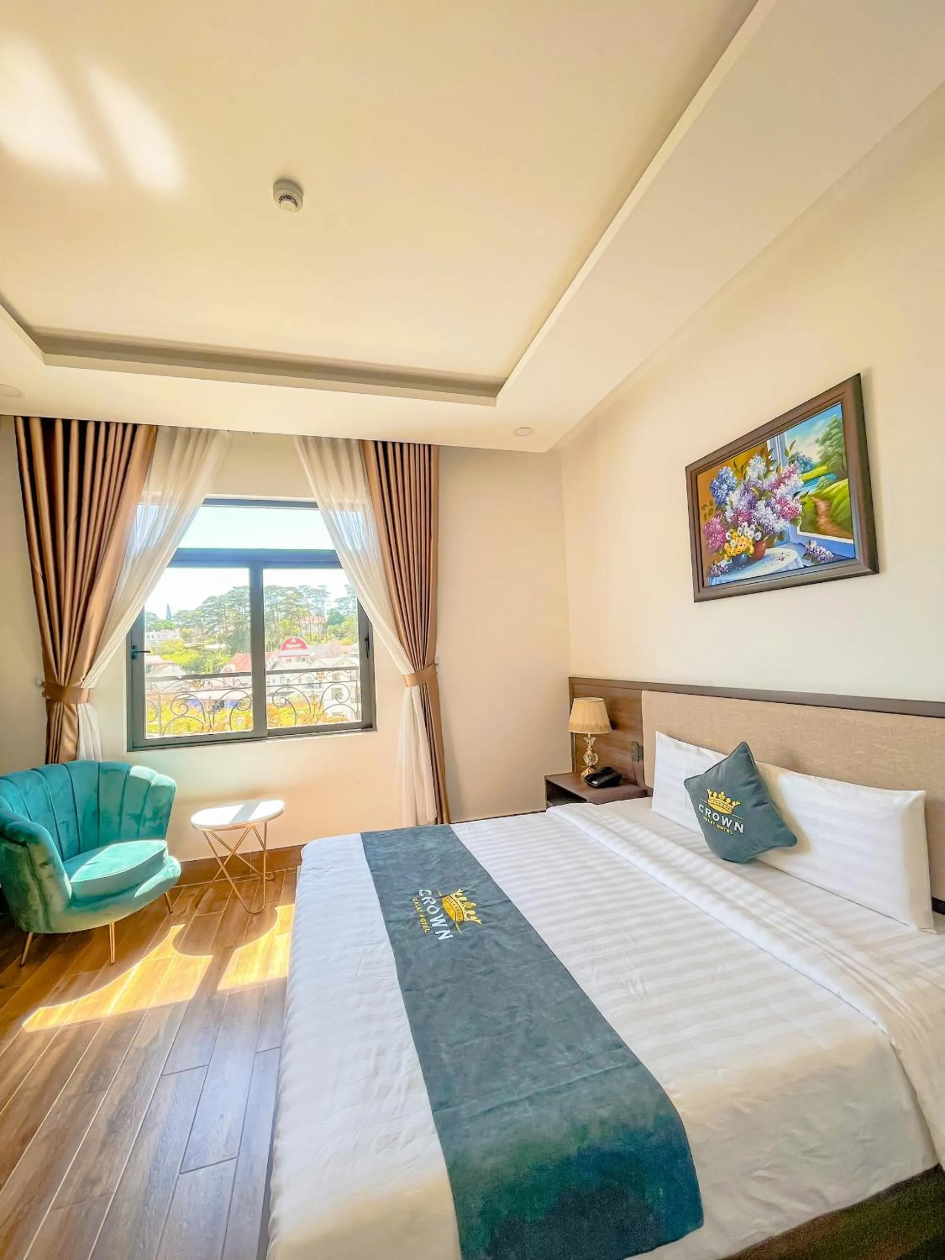 Bed in Crown Dalat Hotel