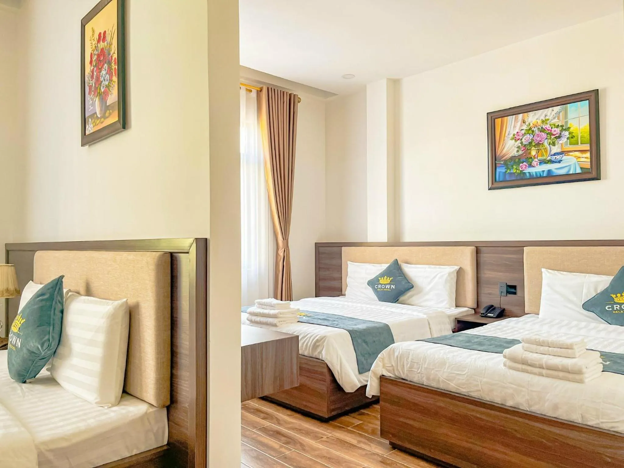 Bed in Crown Dalat Hotel