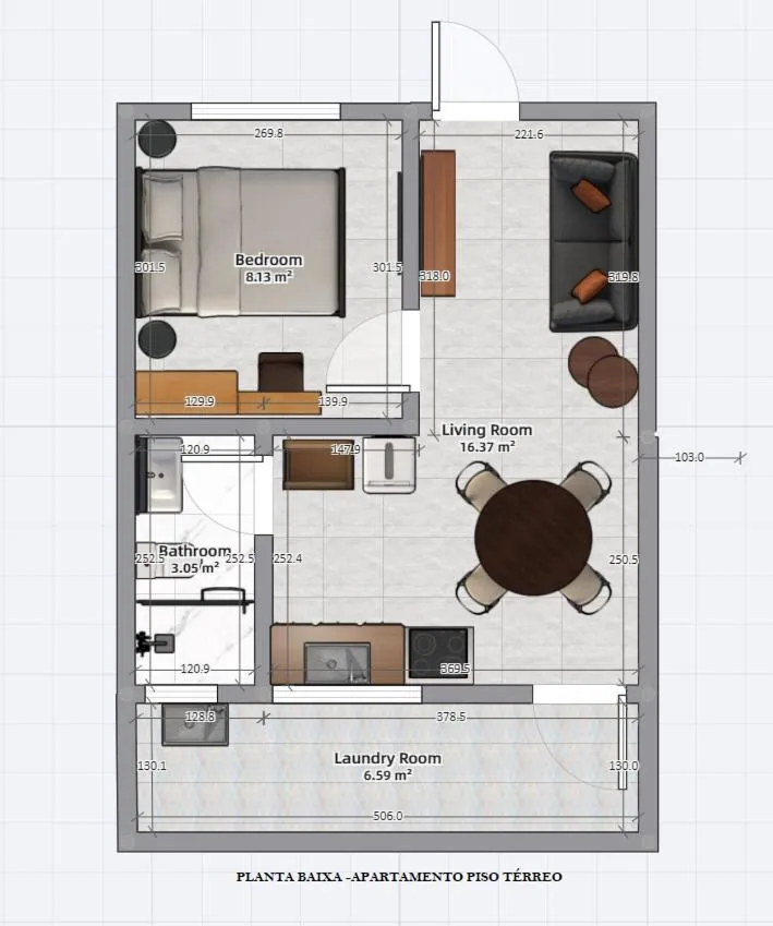 Floor plan in Calamar Flats Paraty