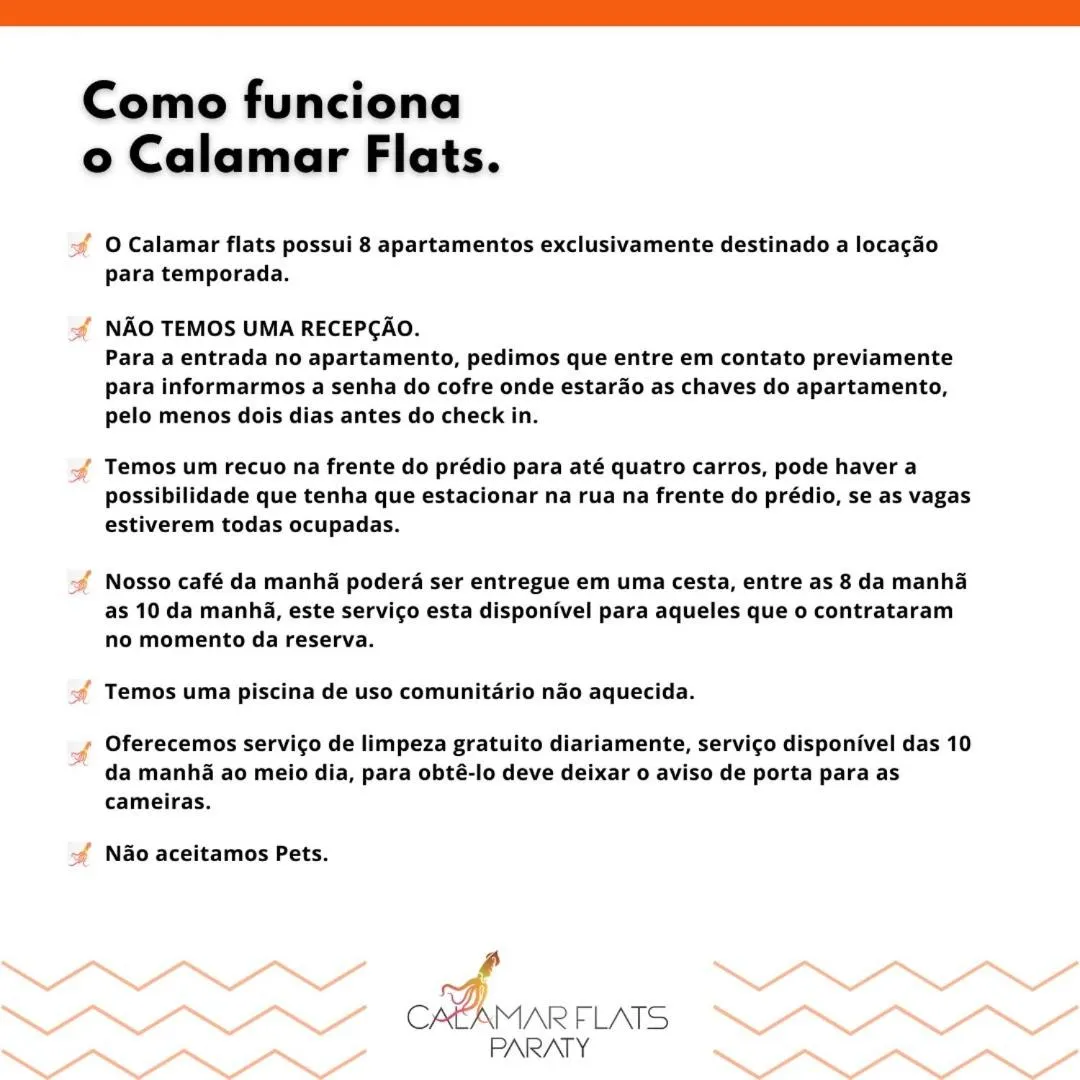 room service in Calamar Flats Paraty