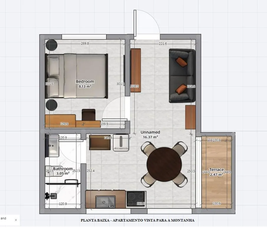 Floor plan in Calamar Flats Paraty
