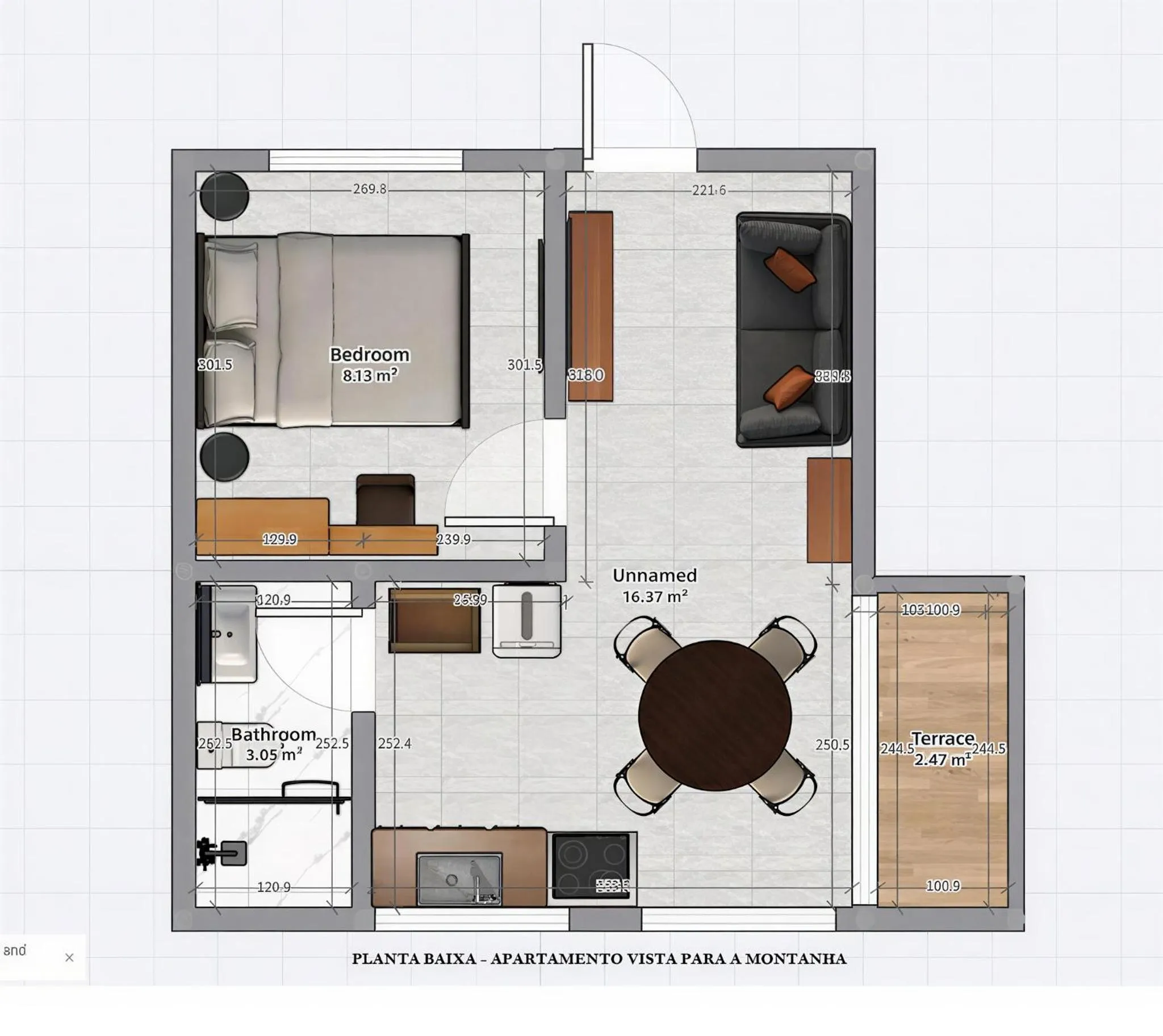 Floor plan in Calamar Flats Paraty