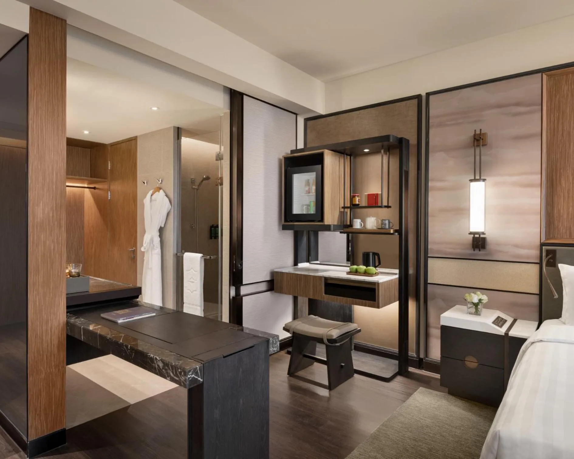 Seating area, Bed in Shangri-La Putian Onsen Resort Hotel