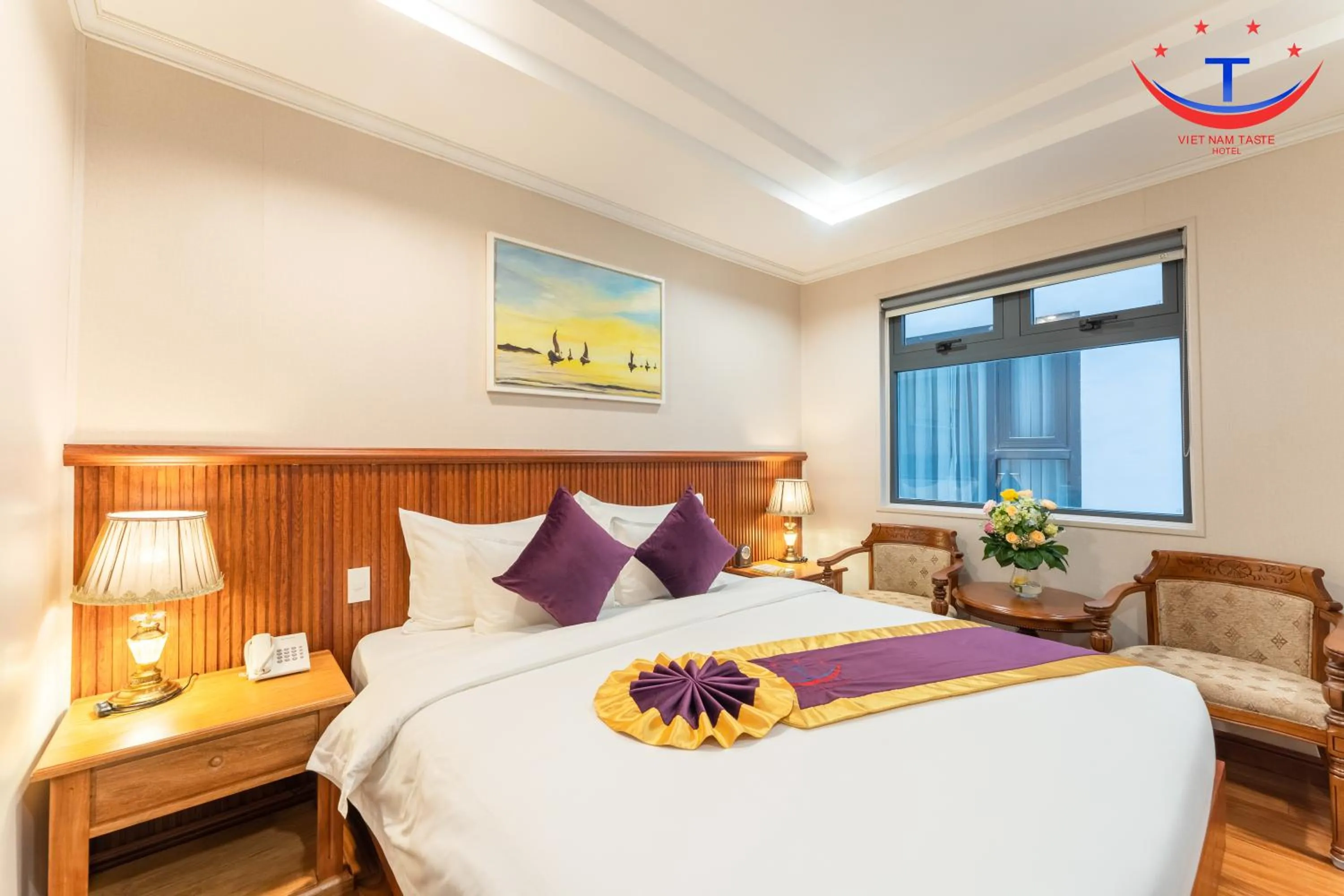 Bedroom, Bed in Vietnam Taste Hotel Quy Nhon - Beachfront